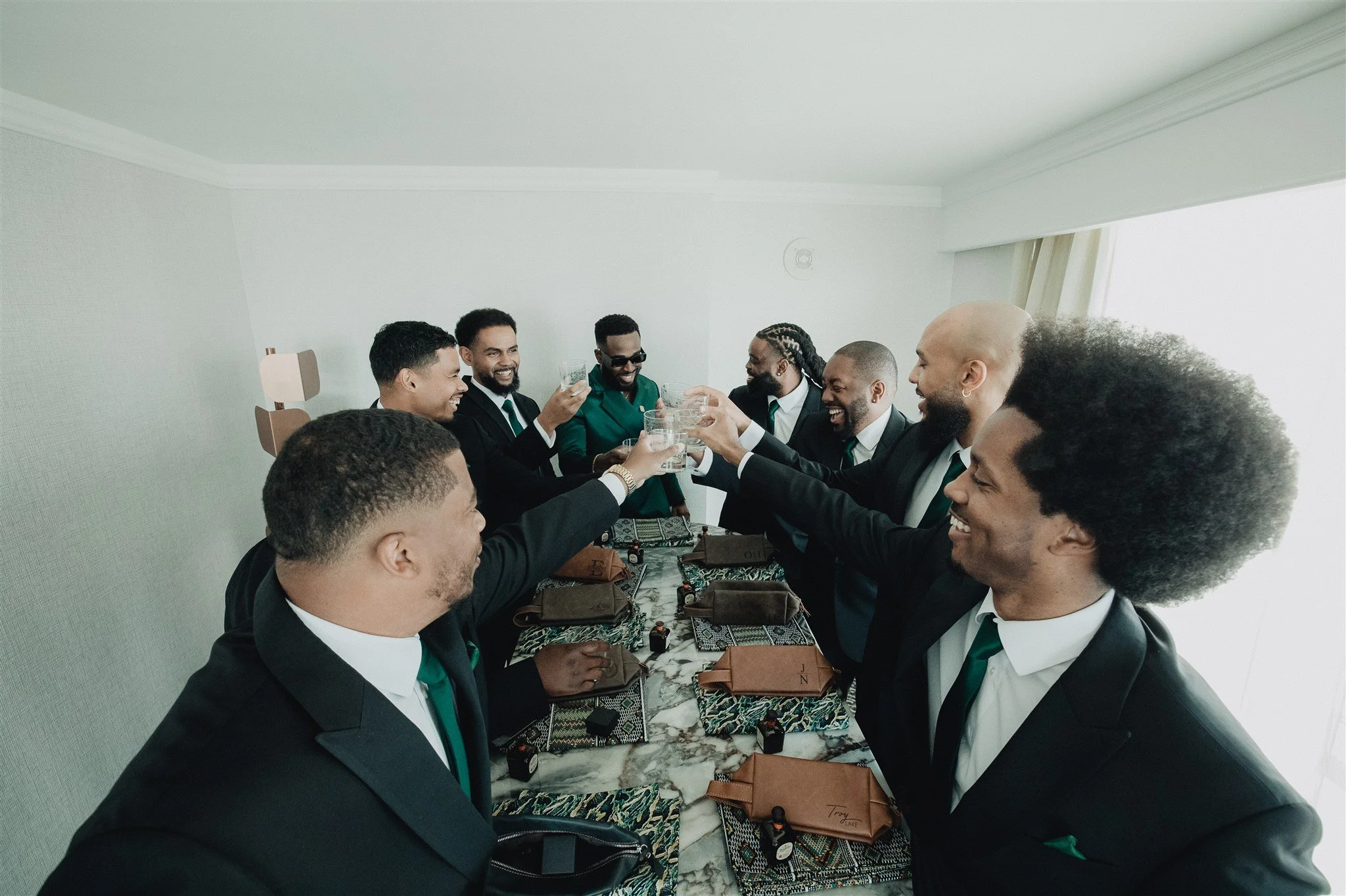 groom and his groomsmen on his wedding day at vertigo LA