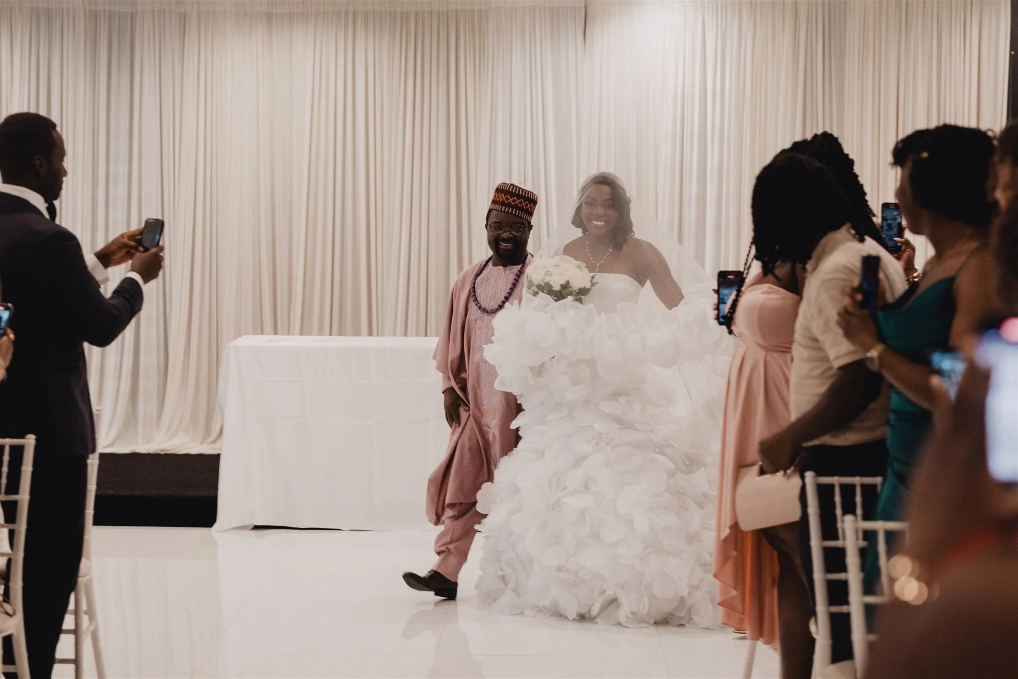 bride walking down the aisle at her wedding ceremony at vertigo LA