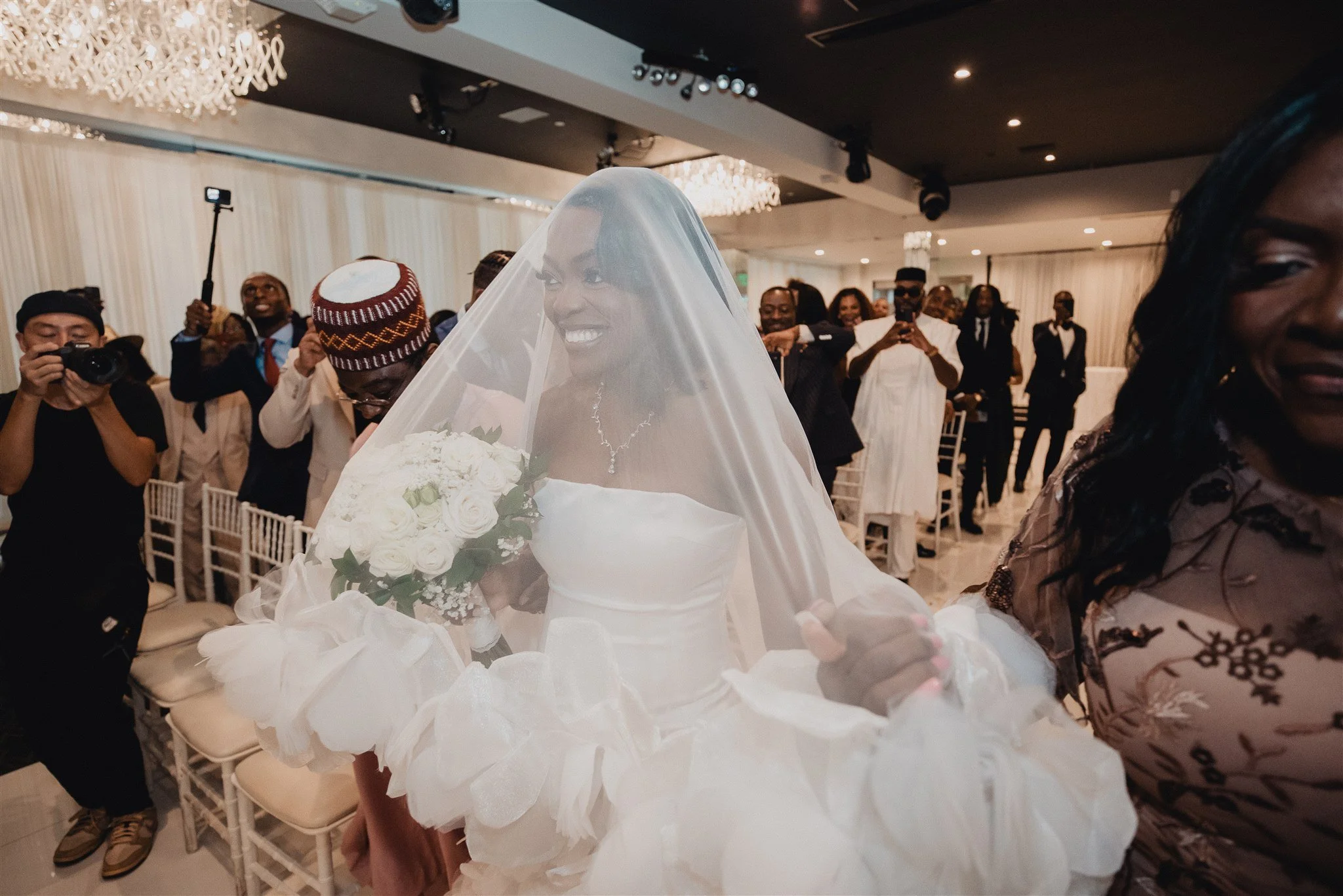 bride walking down the aisle at her wedding ceremony at vertigo LA