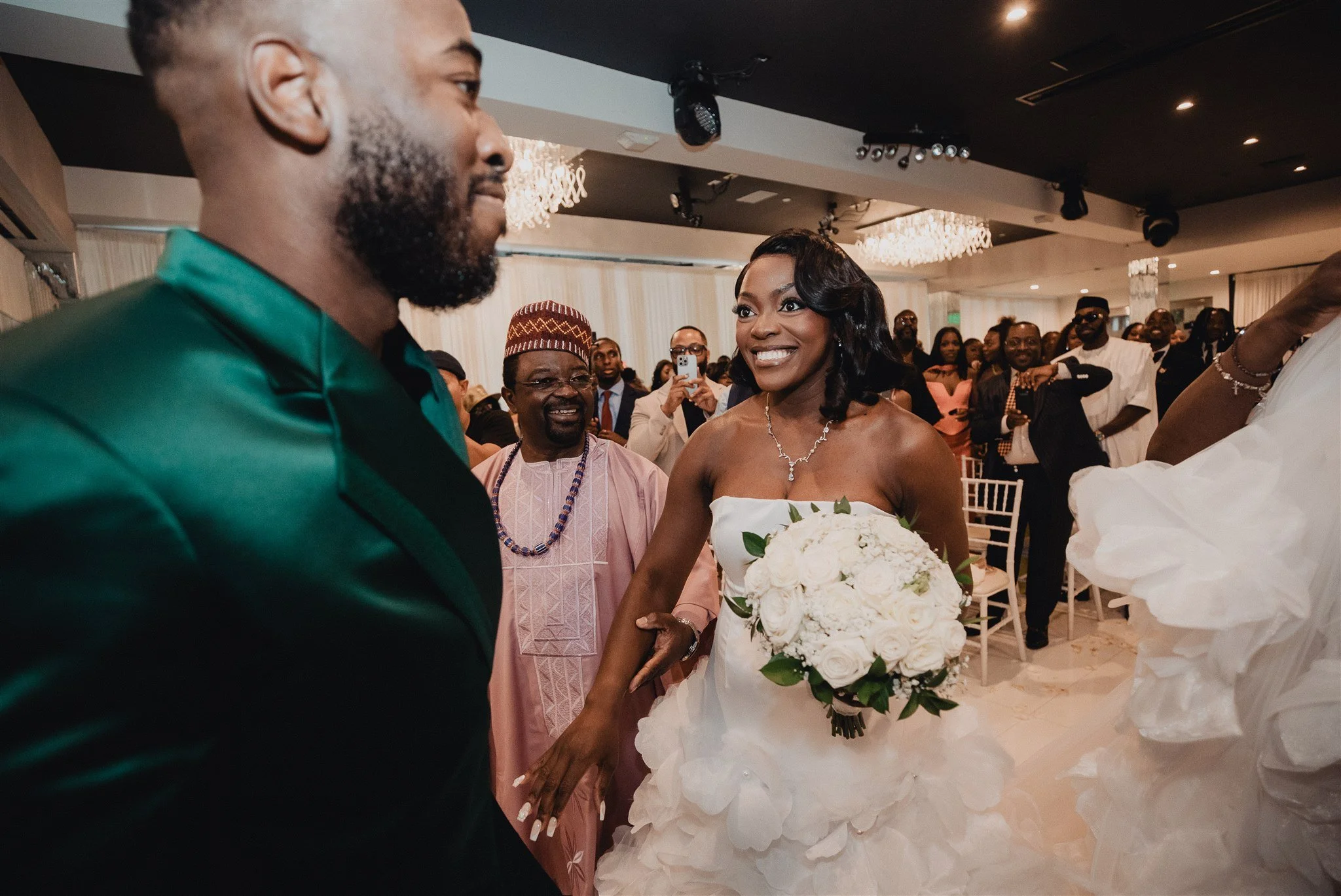 bride walking down the aisle at her wedding ceremony at vertigo LA