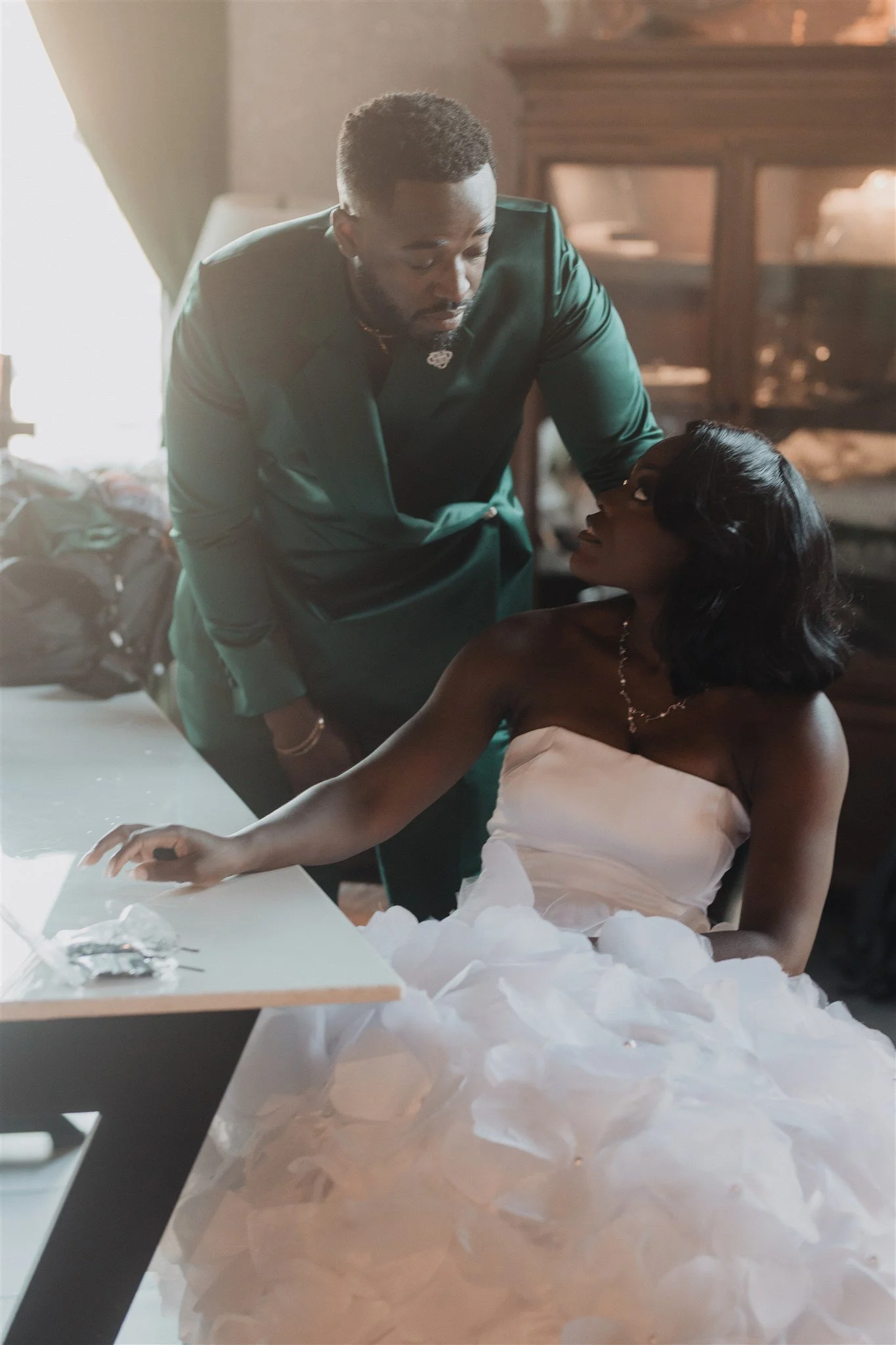 bride and groom portrait on their wedding day at vertigo LA