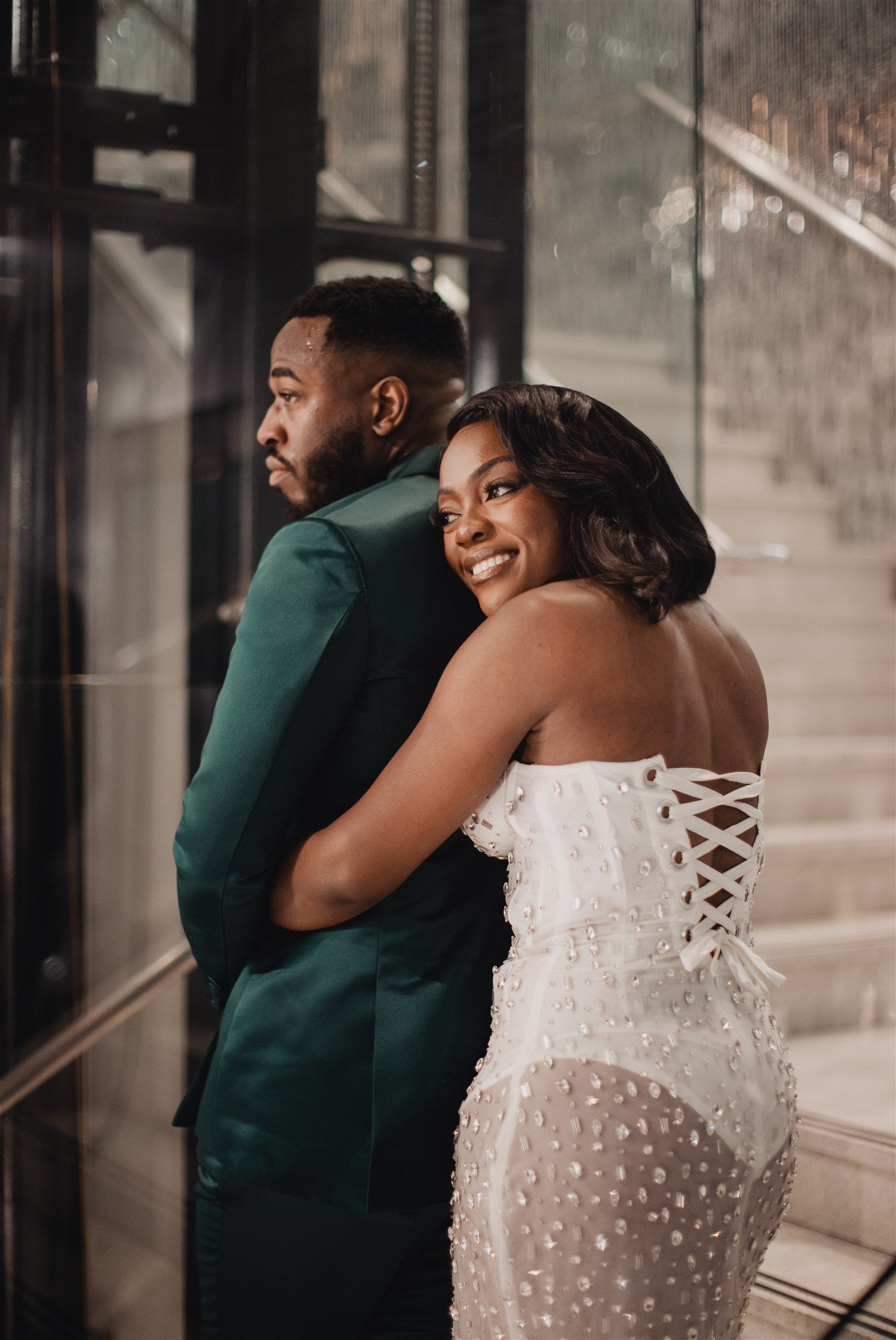 bride and groom portrait on their wedding day at vertigo LA