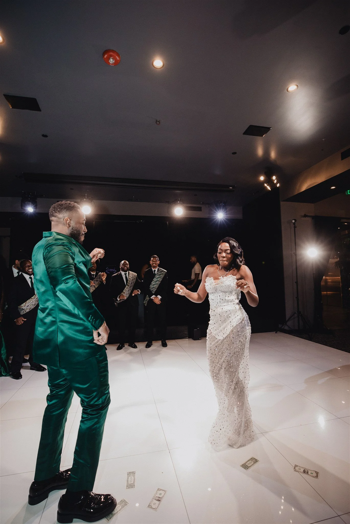 bride and groom first dance at their wedding reception at vertigo LA