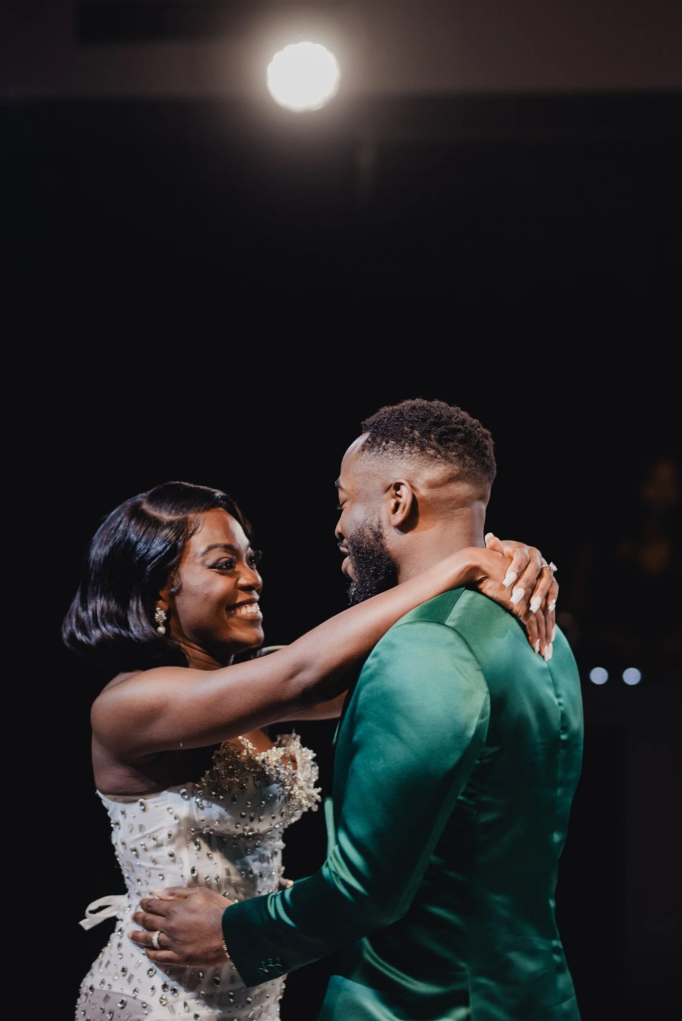 bride and groom first dance at their wedding reception at vertigo LA