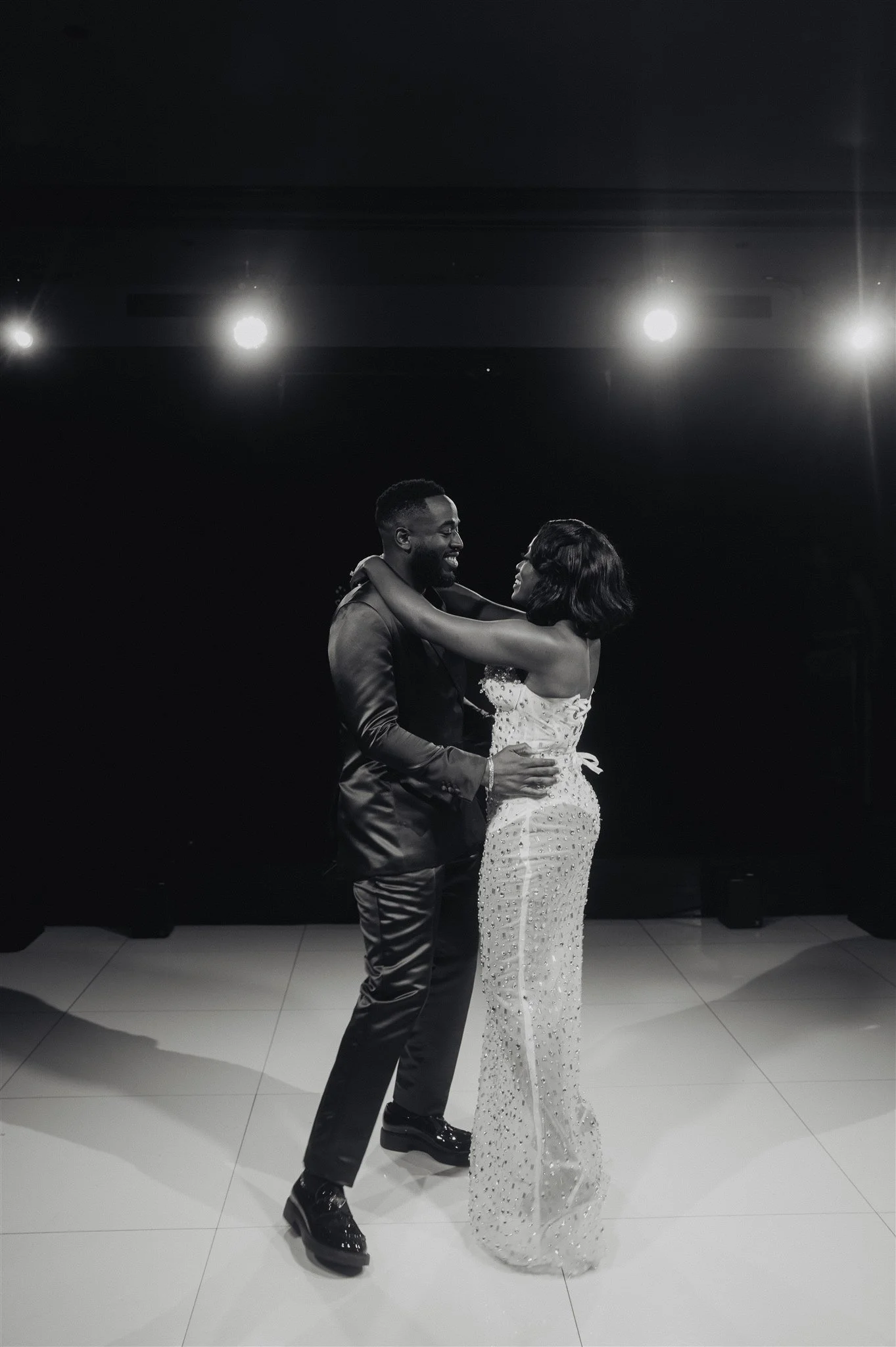 bride and groom first dance at their wedding reception at vertigo LA