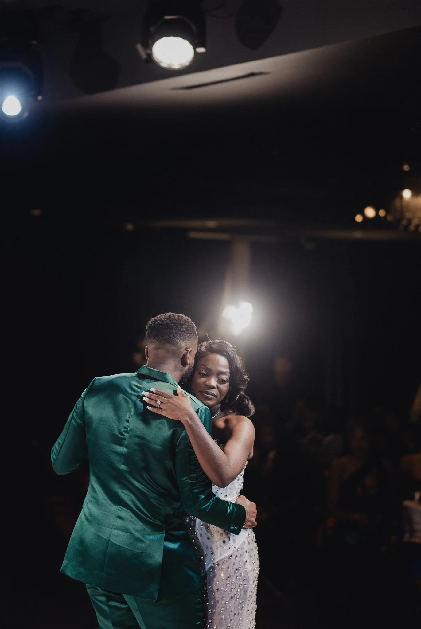 bride and groom first dance at their wedding reception at vertigo LA