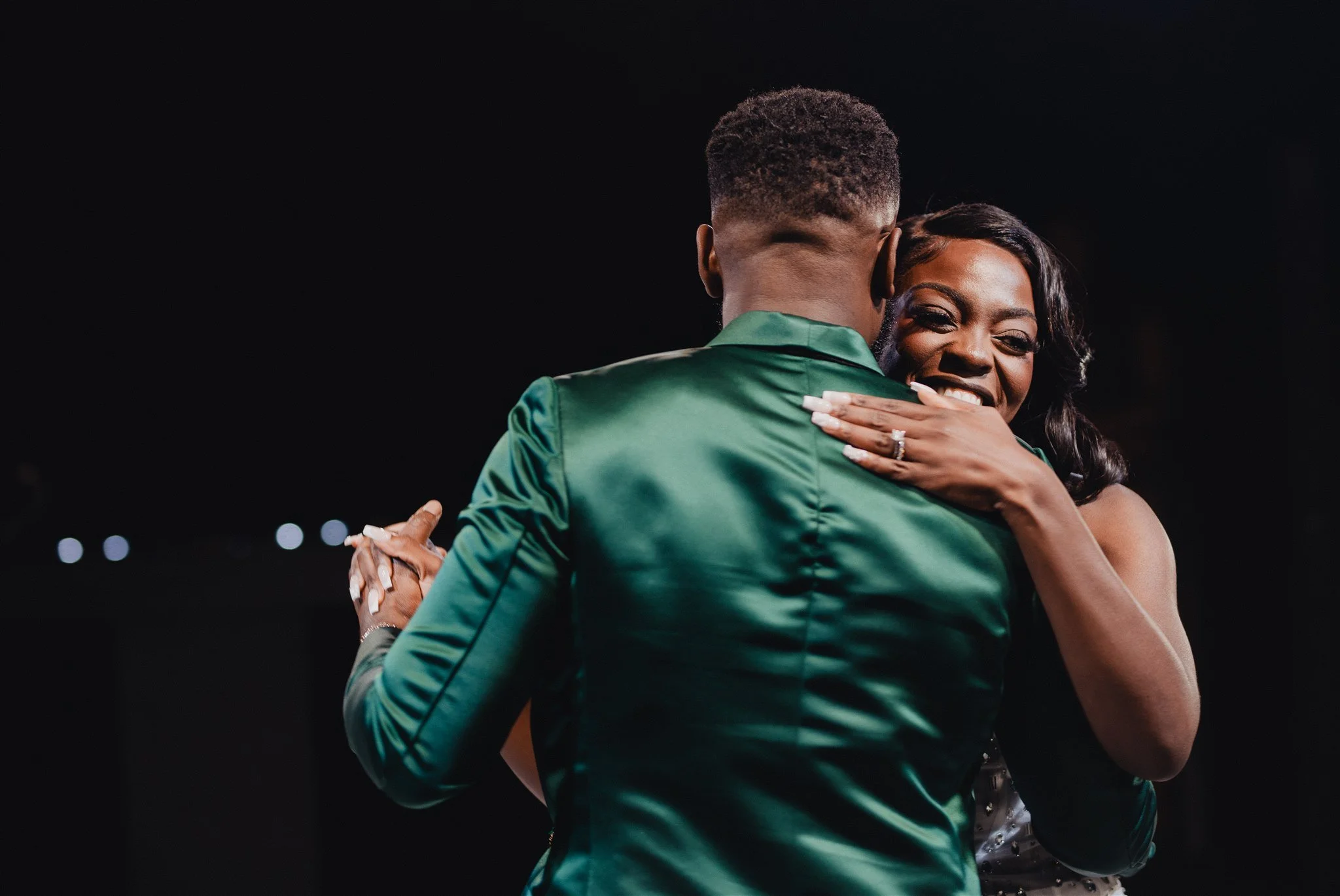 bride and groom first dance at their wedding reception at vertigo LA