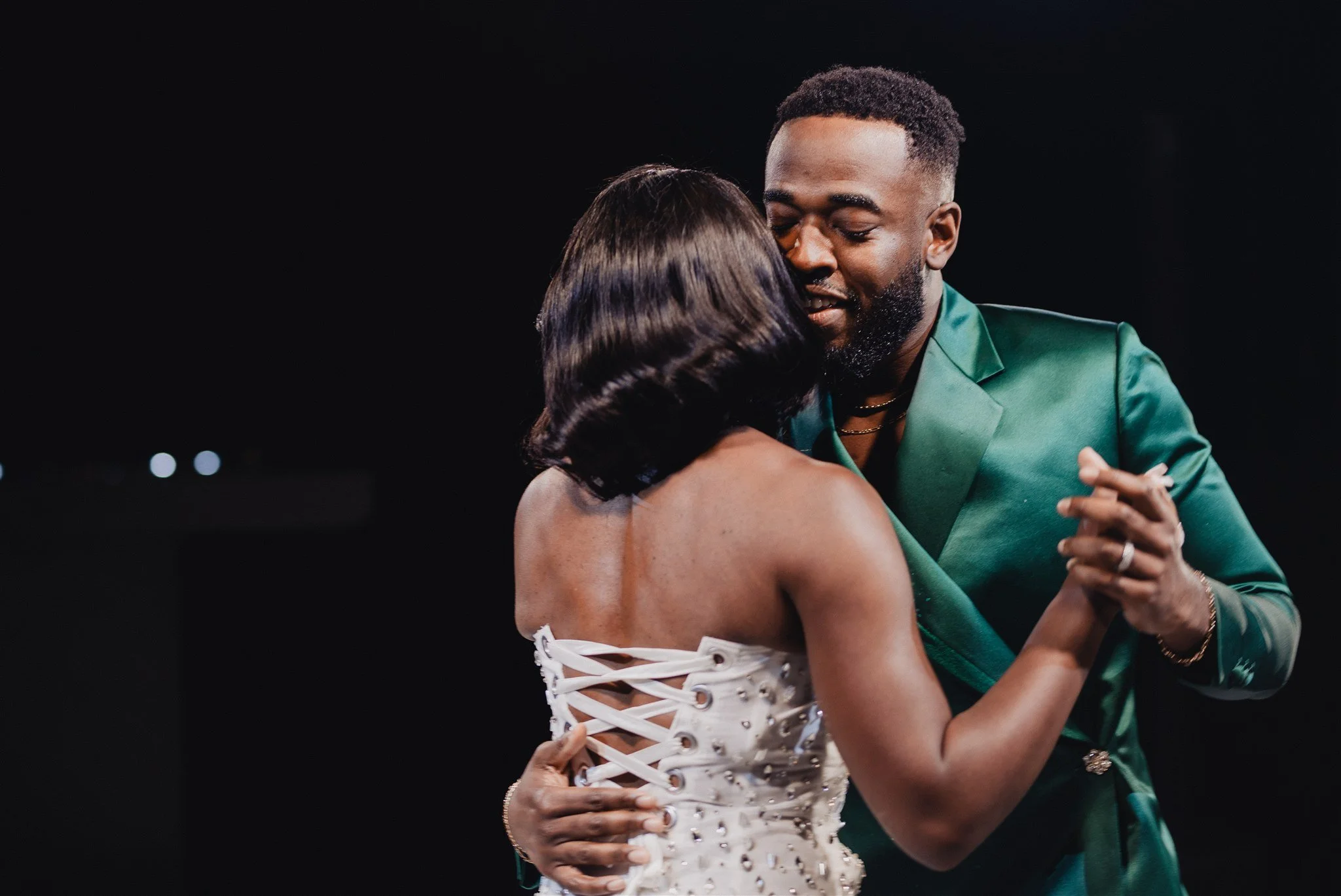 bride and groom first dance at their wedding reception at vertigo LA