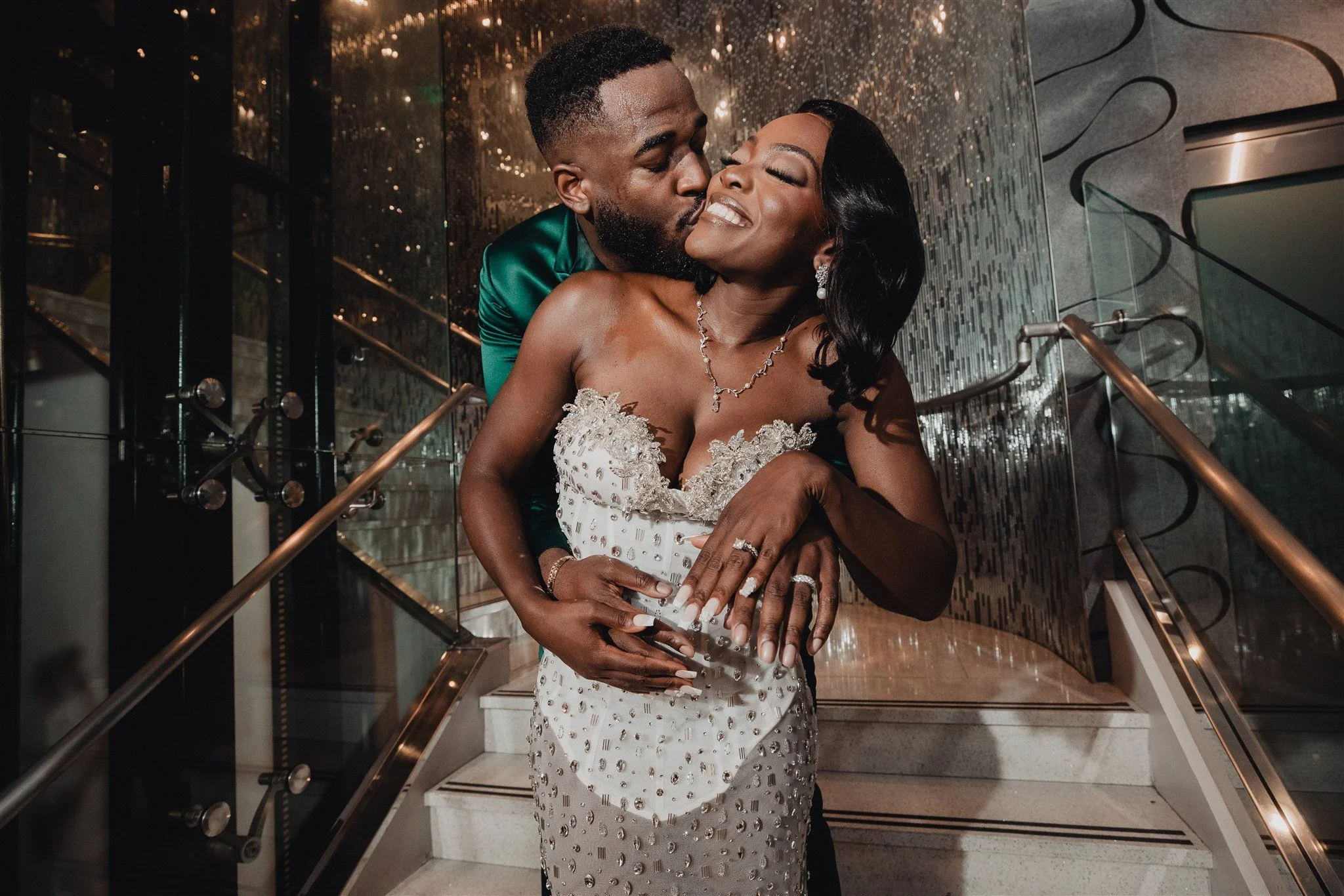 bride and groom portrait on their wedding day at vertigo LA