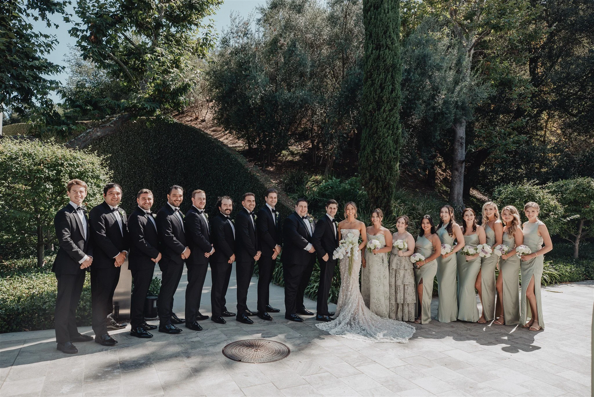 wedding party photos at skirball cultural center