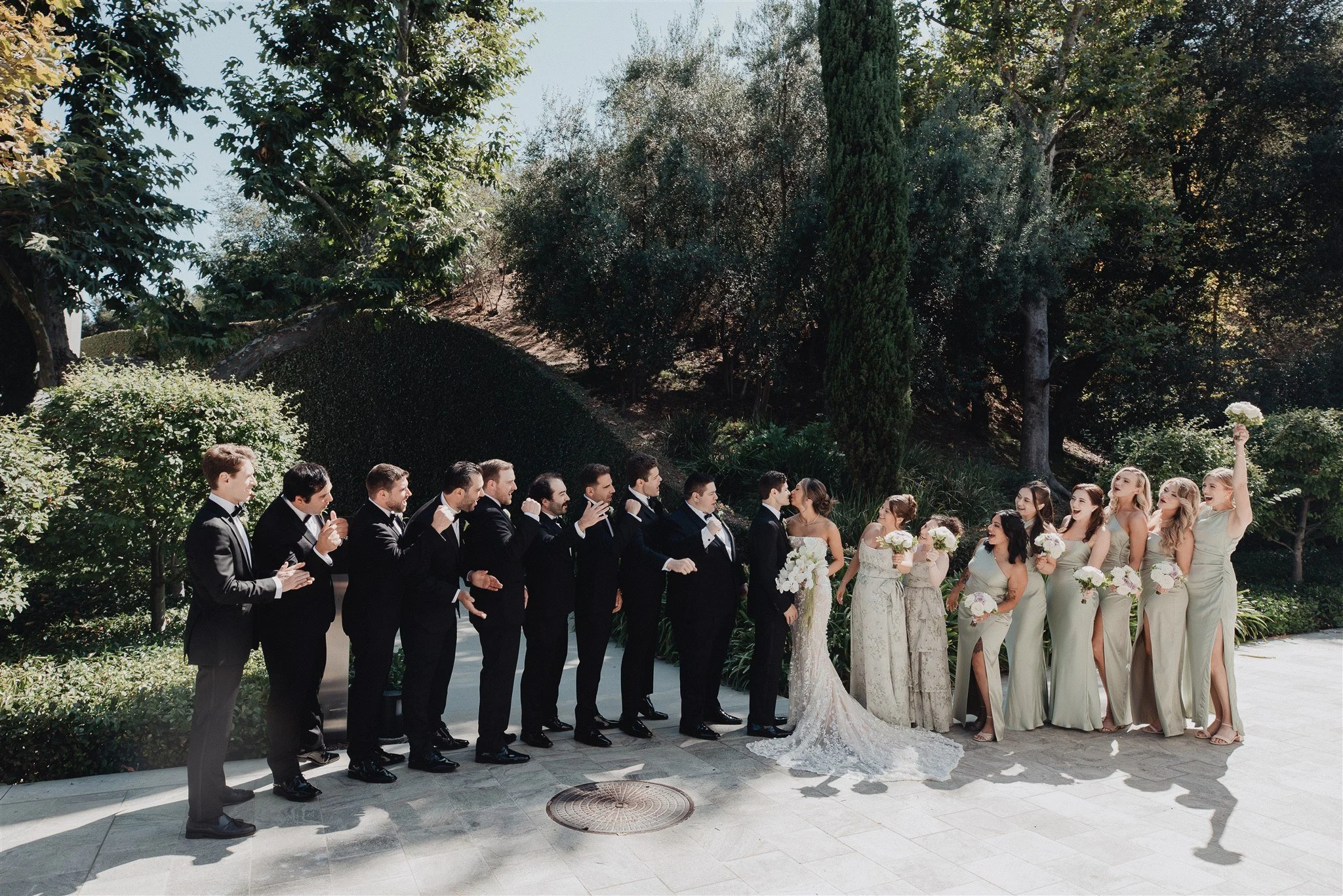wedding party photos at skirball cultural center