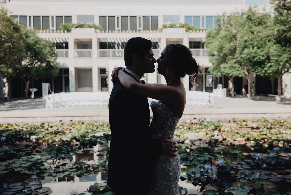 Reception celebration photographed at the Skirball Cultural Center in Los Angeles