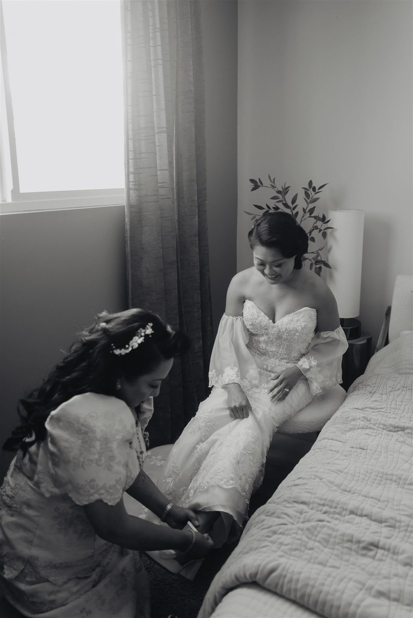 bride getting ready on her wedding day