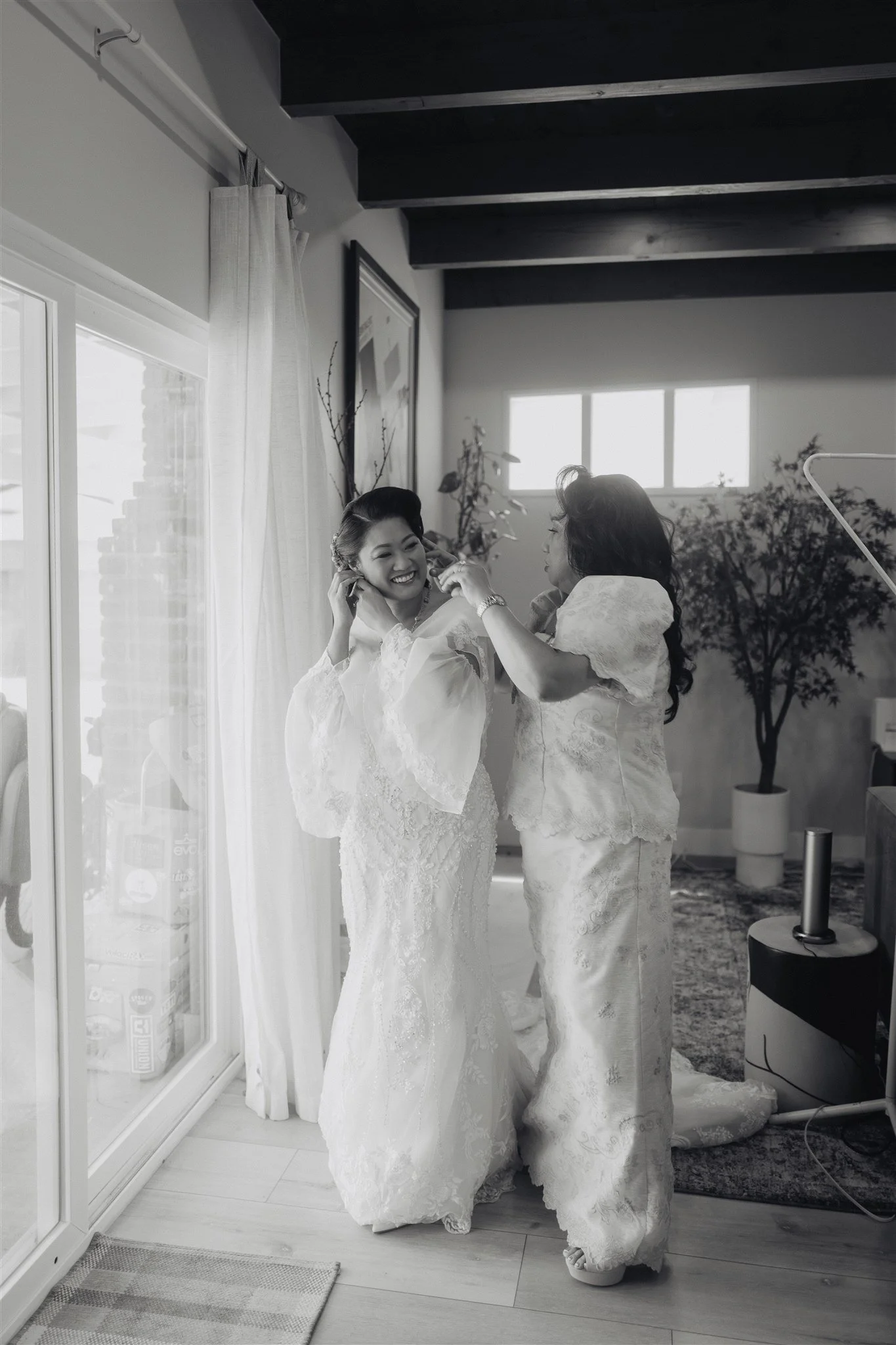 bride getting ready on her wedding day