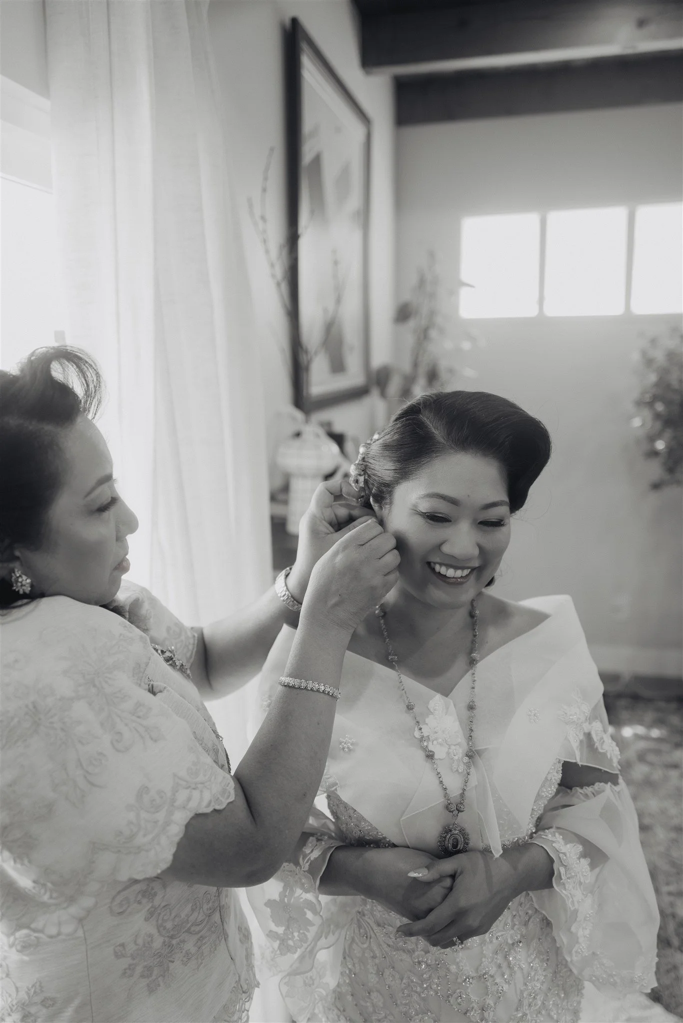 bride getting ready on her wedding day