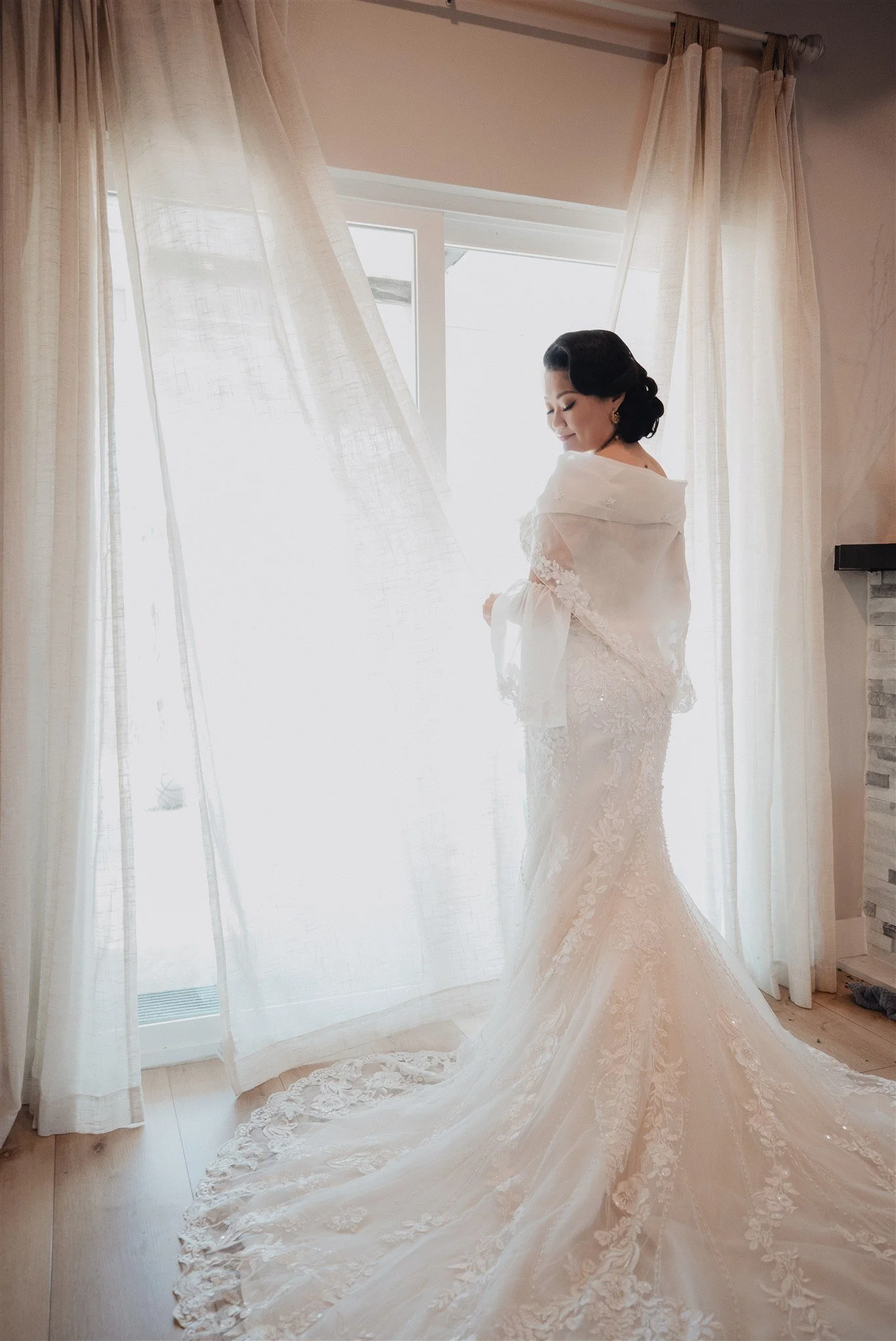 bride getting ready on her wedding day