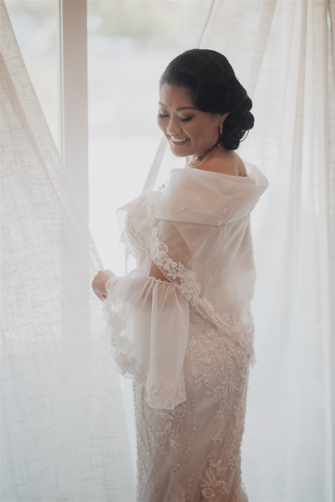 bride getting ready on her wedding day