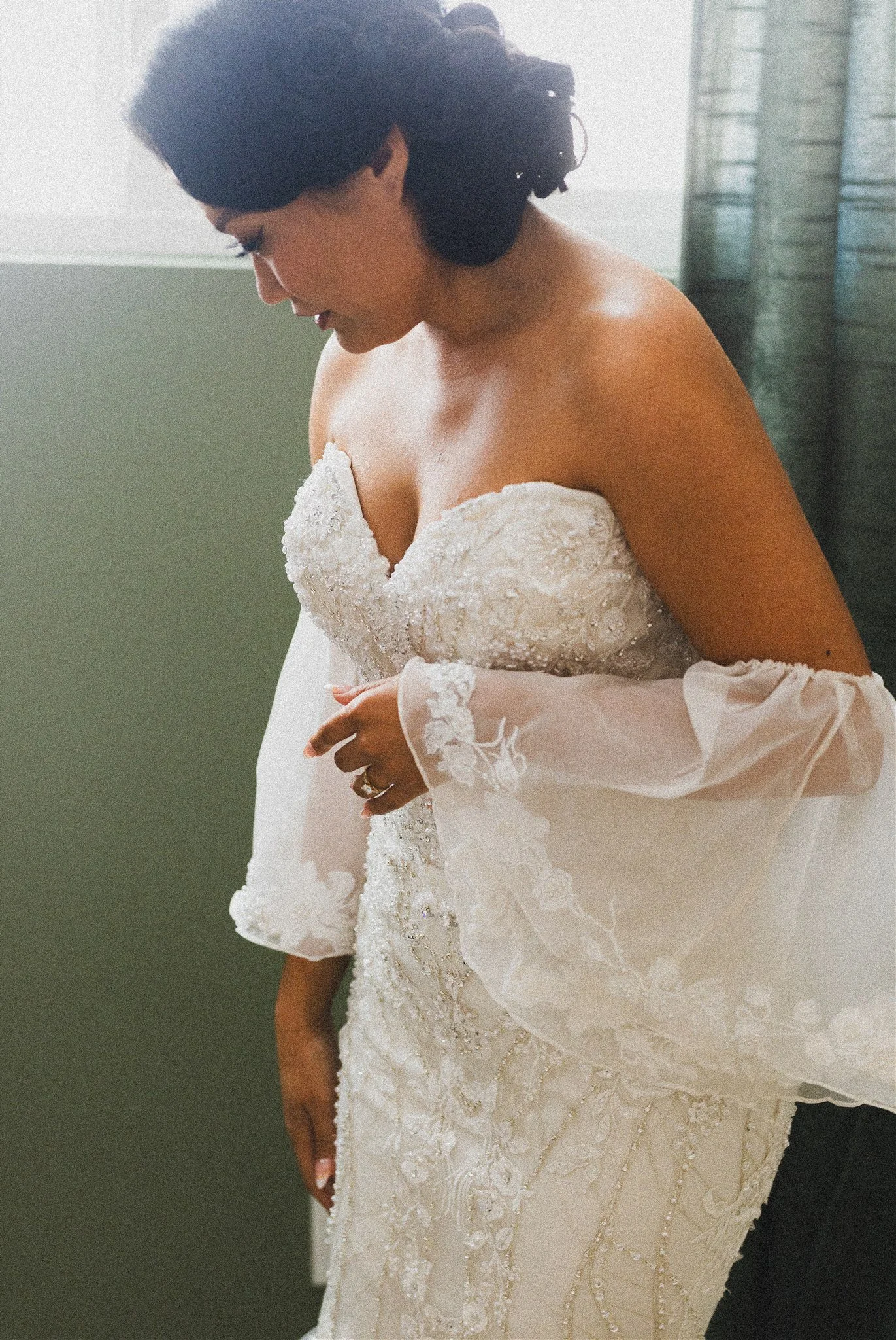 bride getting ready on her wedding day