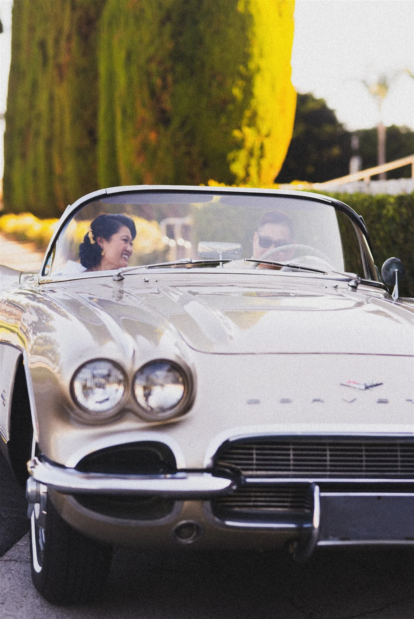 bride and groom location shoot in garden grove, california on their wedding day