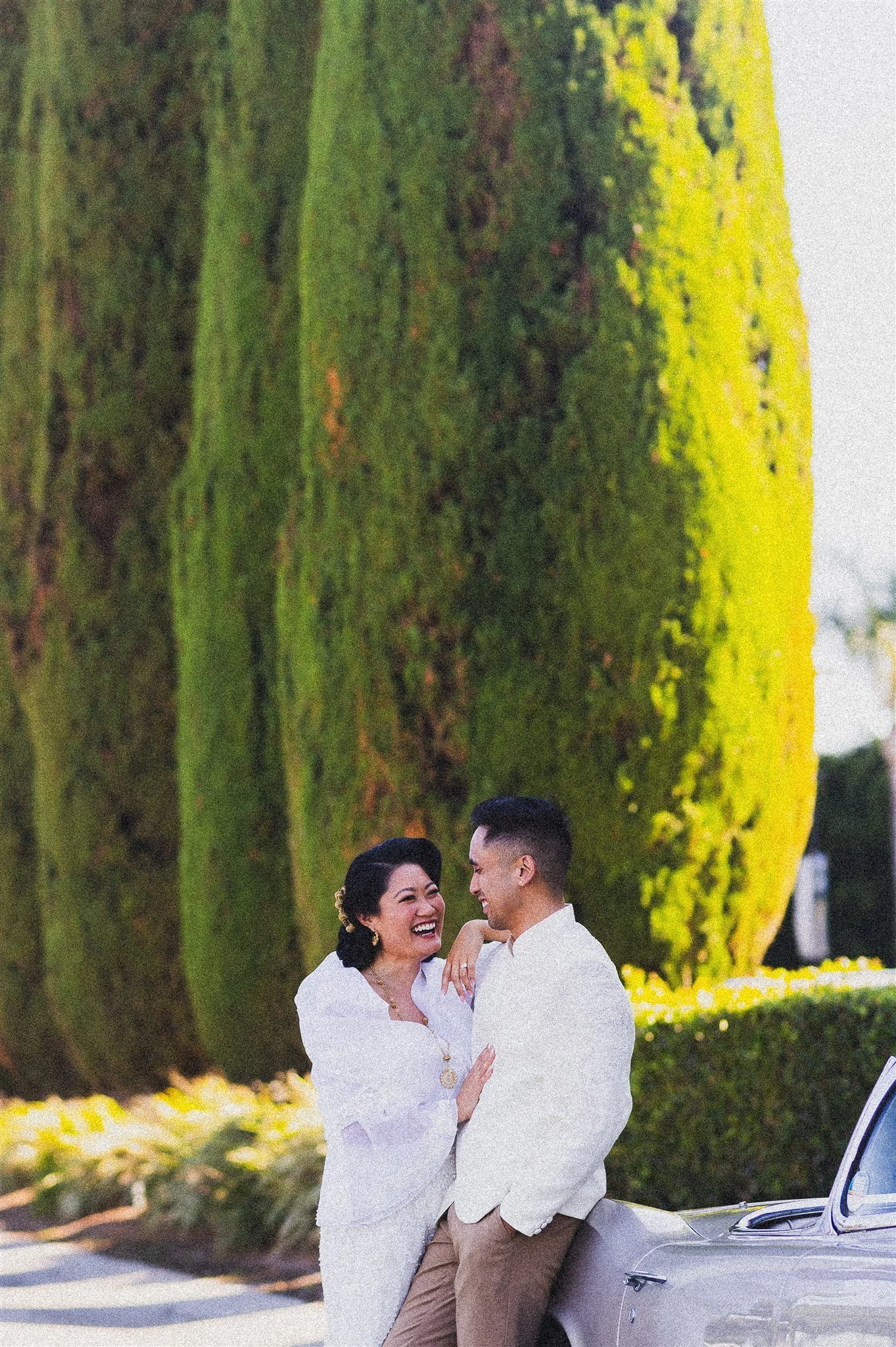bride and groom location shoot in garden grove, california on their wedding day