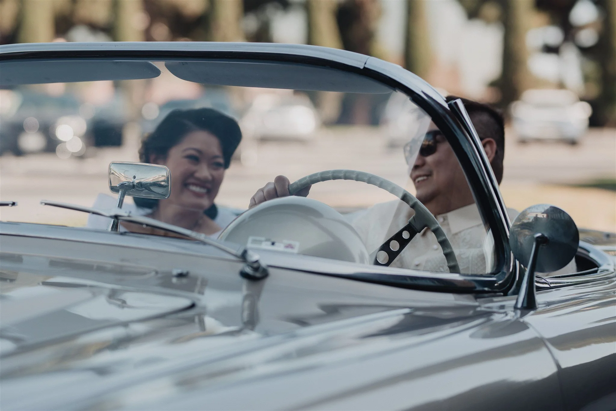 bride and groom location shoot in garden grove, california on their wedding day