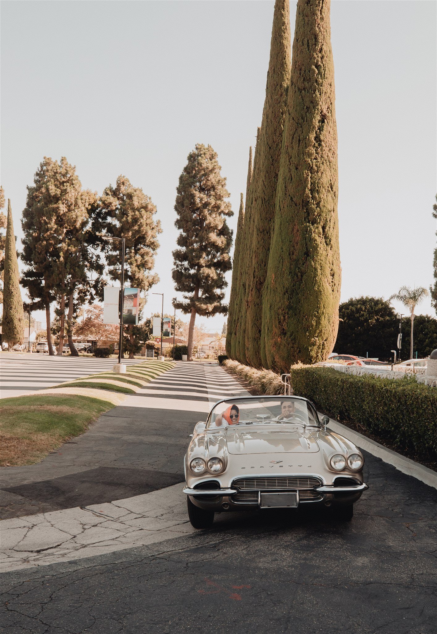 bride and groom location shoot in garden grove, california on their wedding day