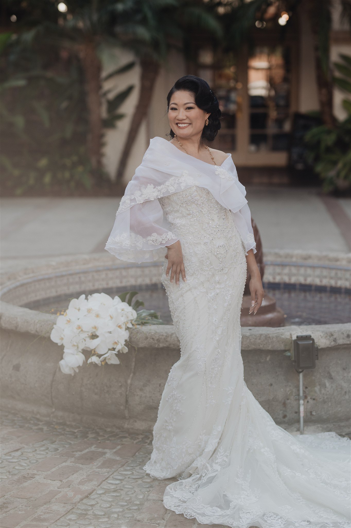 bride and groom location shoot in garden grove, california on their wedding day