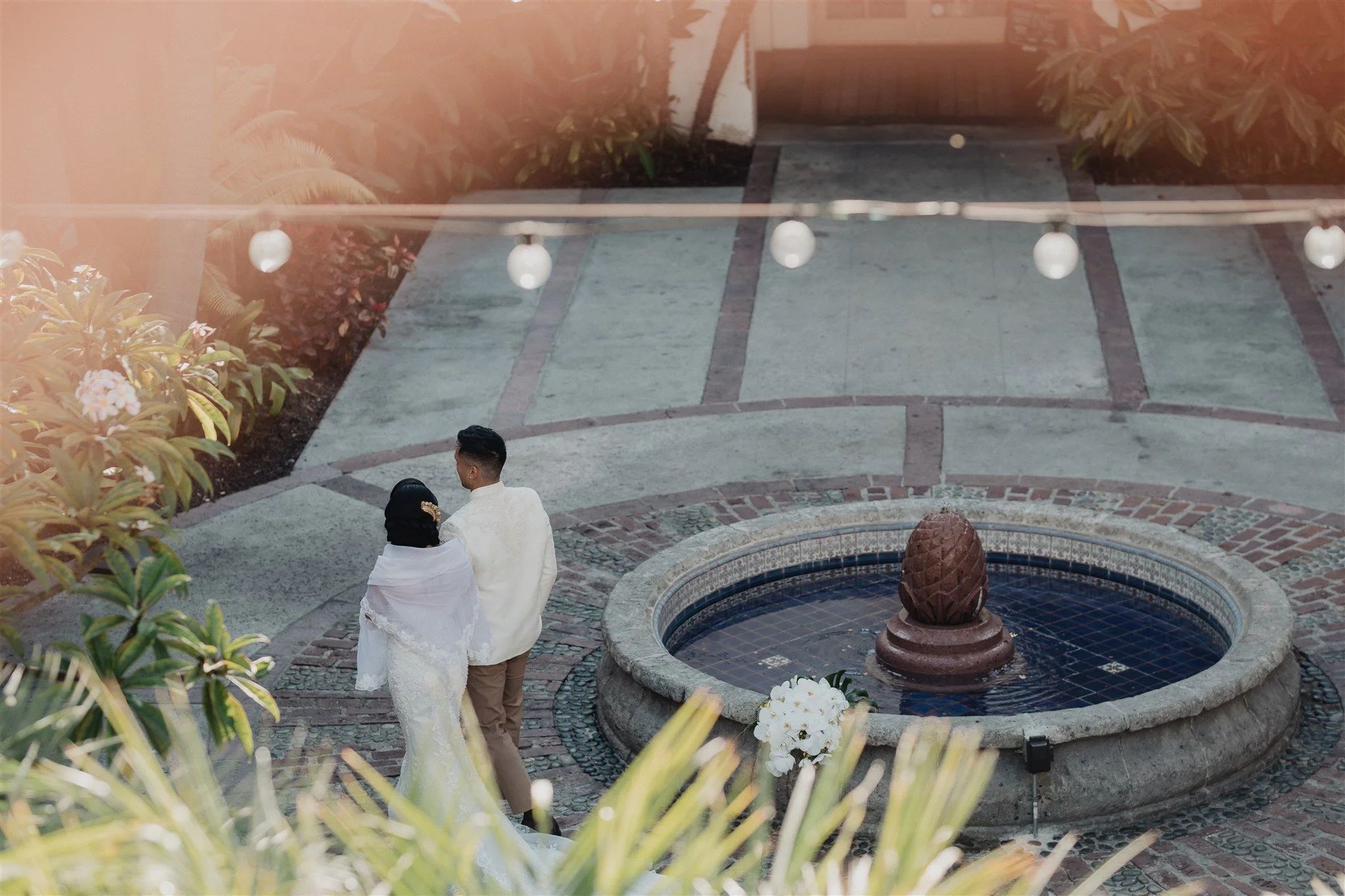 bride and groom location shoot in garden grove, california on their wedding day