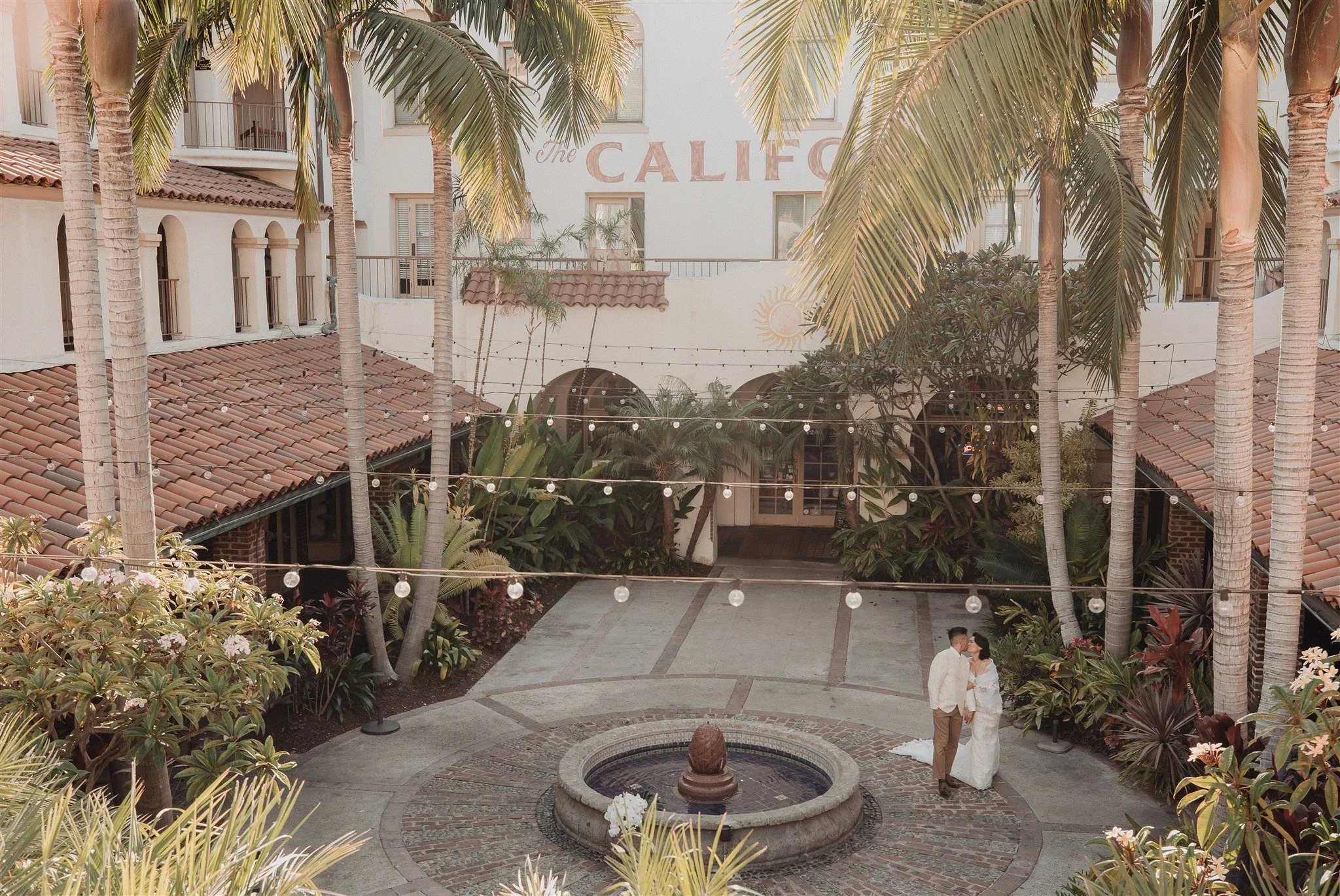 bride and groom location shoot in garden grove, california on their wedding day