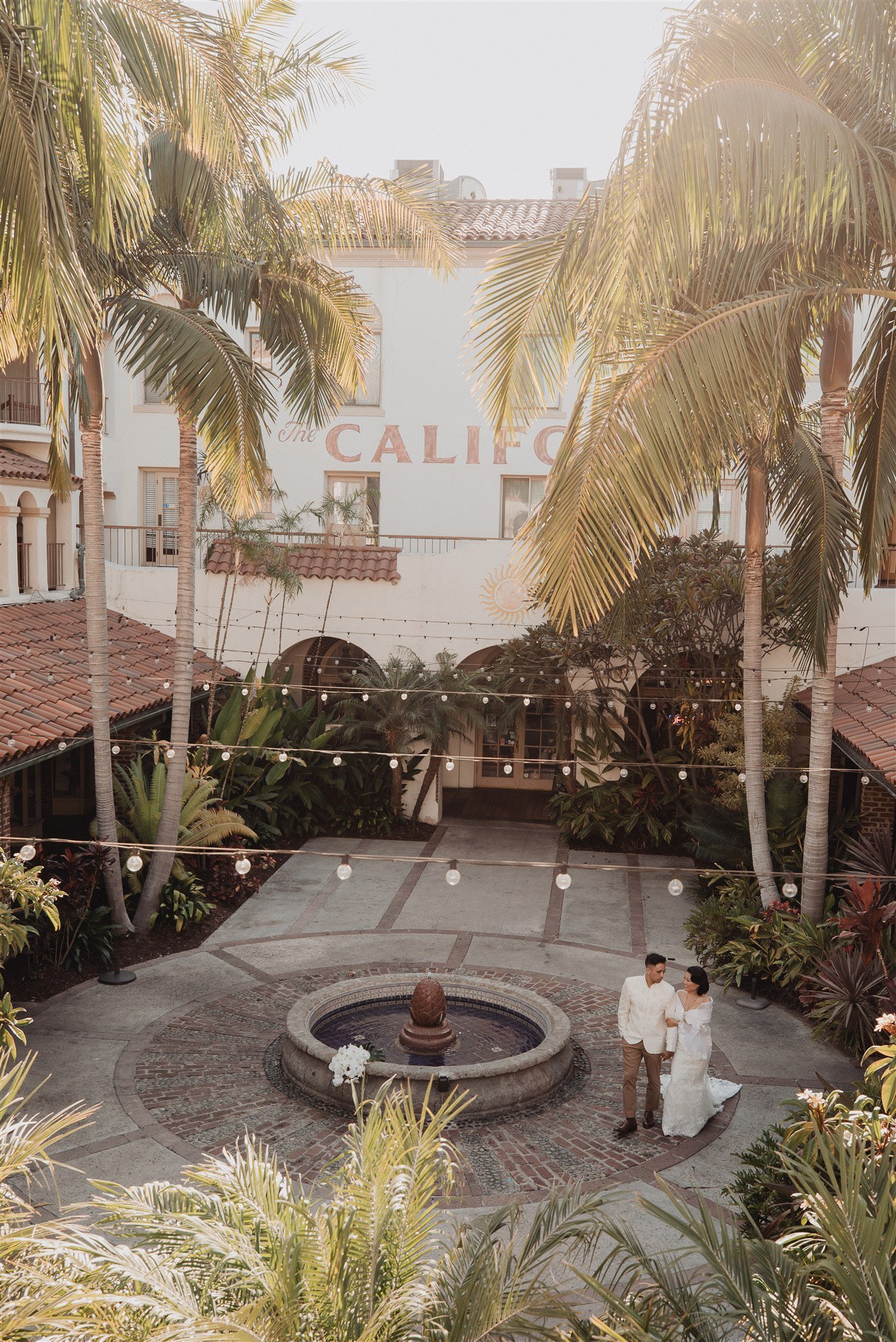 bride and groom location shoot in garden grove, california on their wedding day