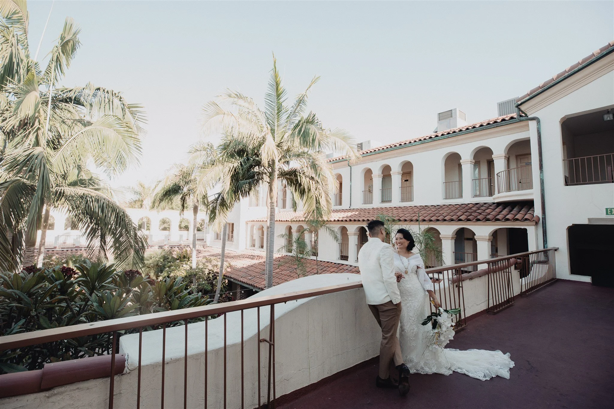 bride and groom location shoot in garden grove, california on their wedding day