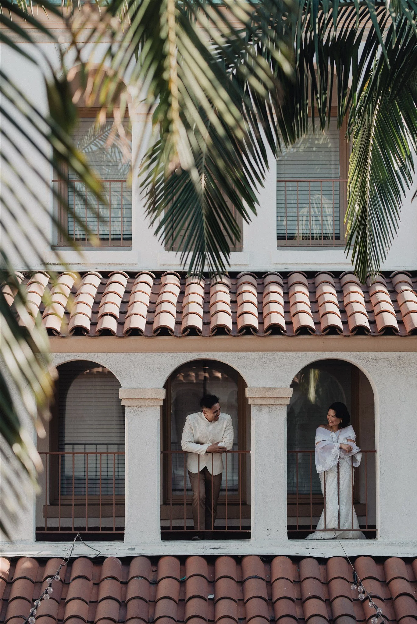 bride and groom location shoot in garden grove, california on their wedding day
