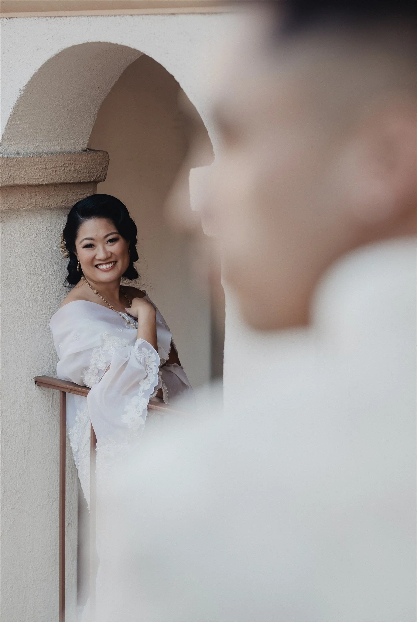 bride and groom location shoot in garden grove, california on their wedding day