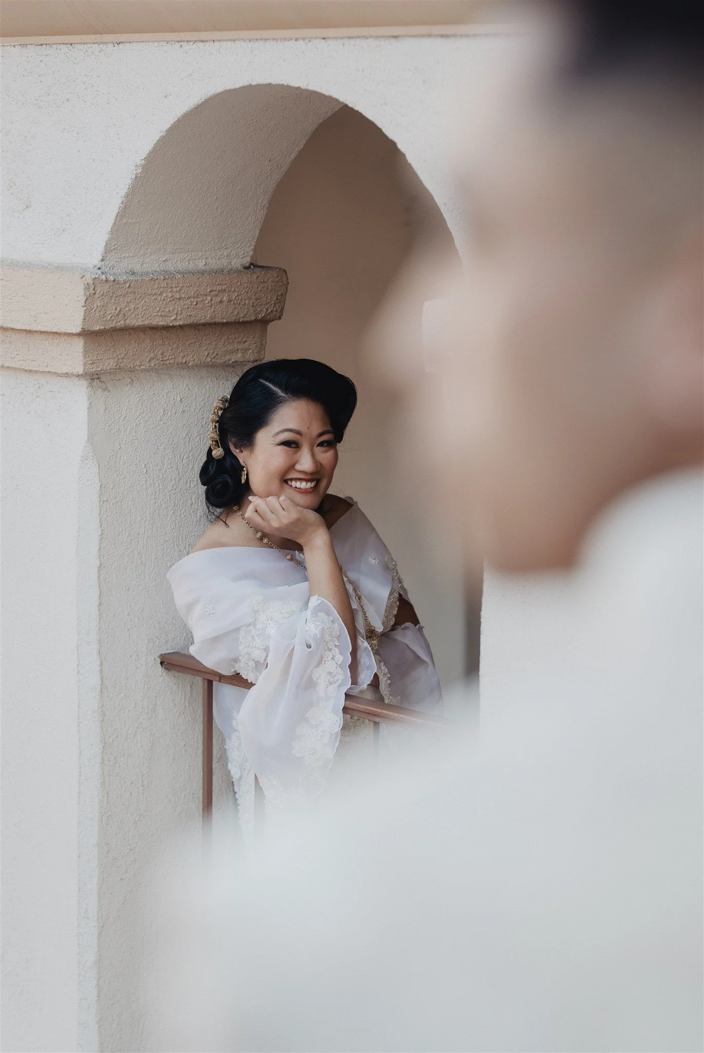 bride and groom location shoot in garden grove, california on their wedding day