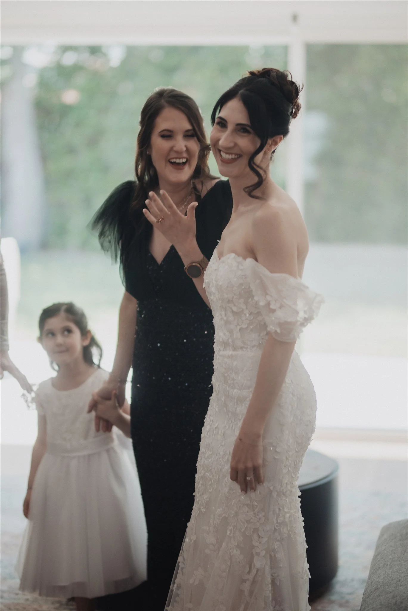 Bride with her family in the moments before walking down the aisle