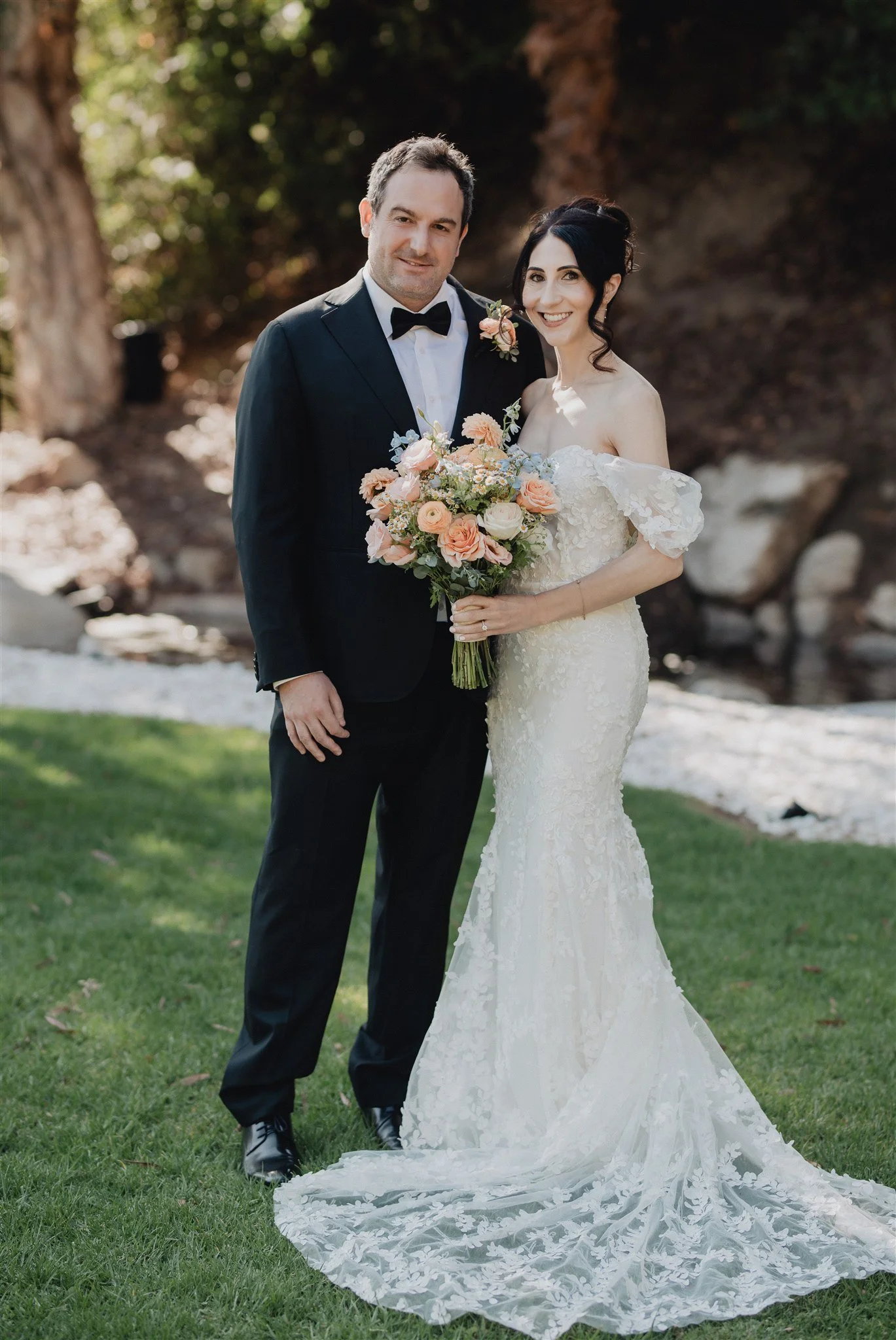 bride and groom wedding portraits on their wedding day at castaway burbank