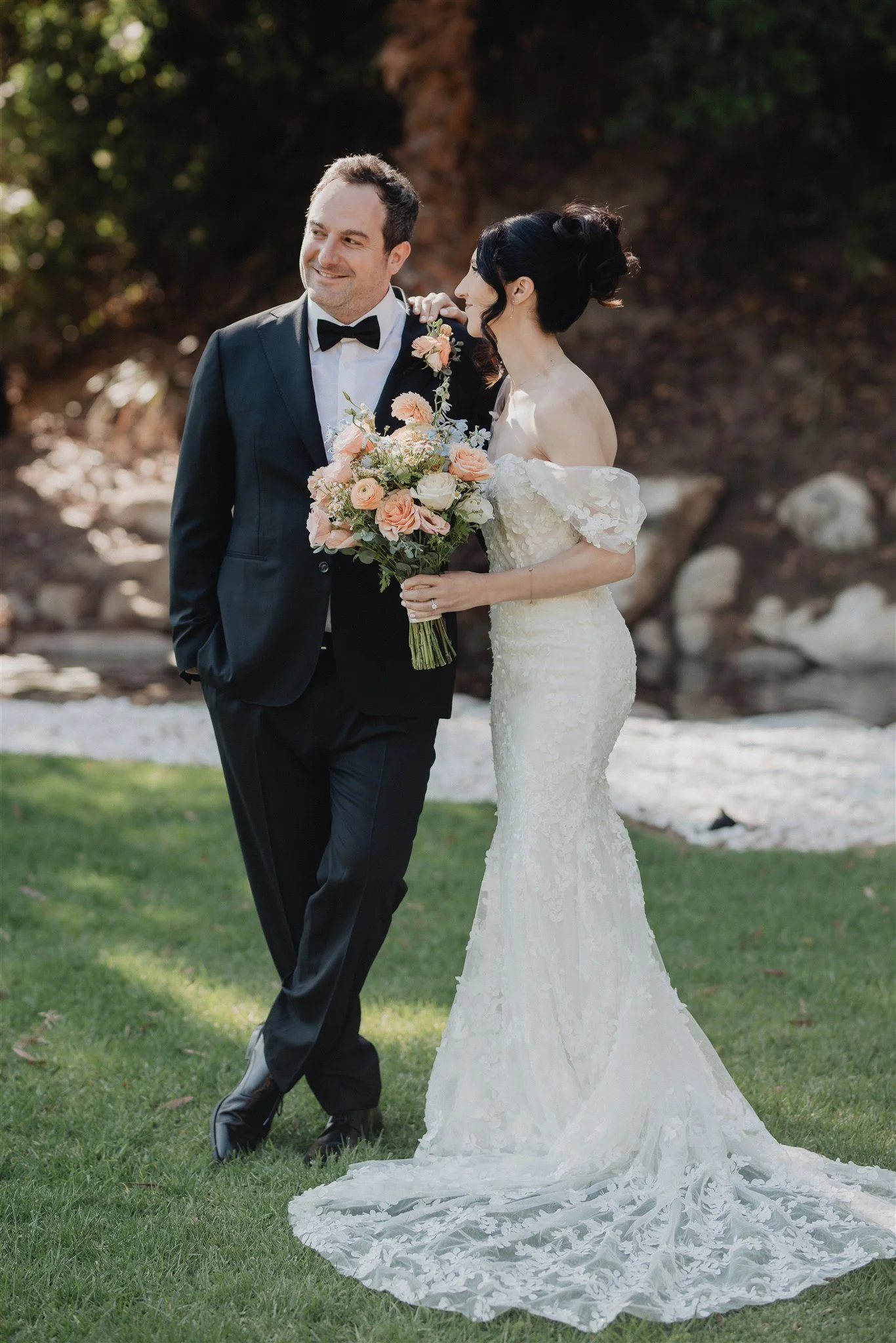 bride and groom wedding portraits on their wedding day at castaway burbank