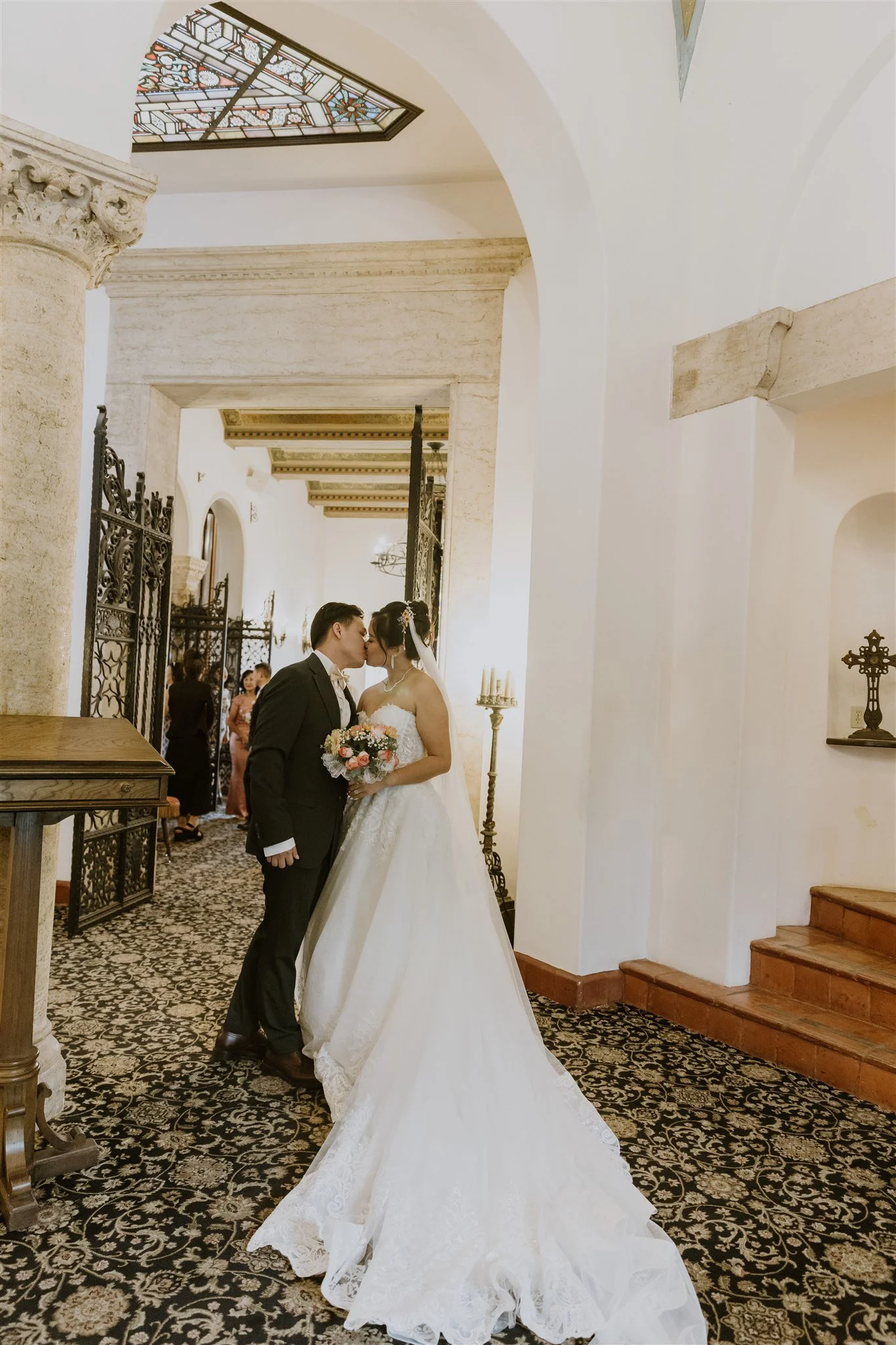 bride and groom location shoot on their wedding day at the neighborhood church
