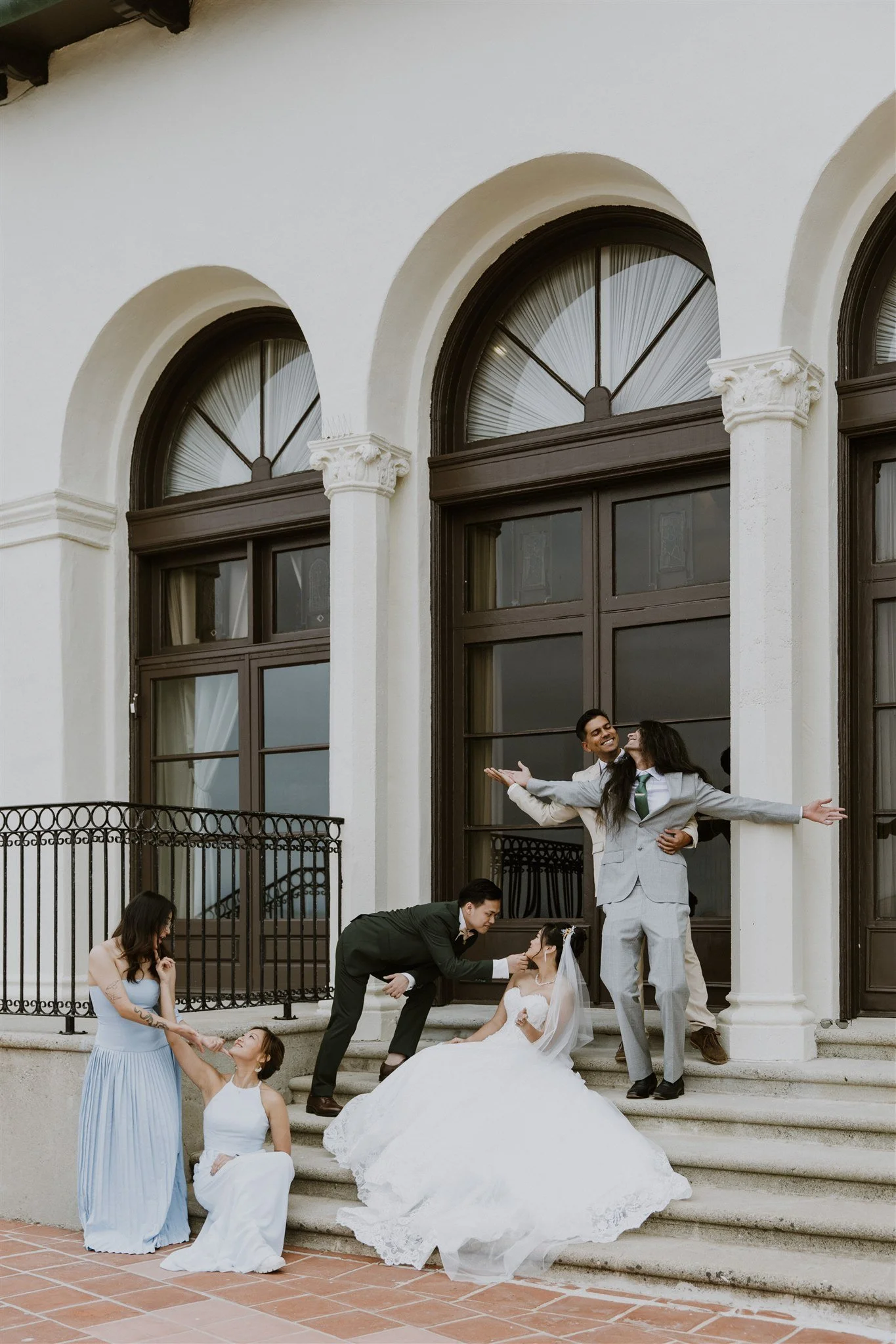 bride and groom location shoot on their wedding day at the neighborhood church