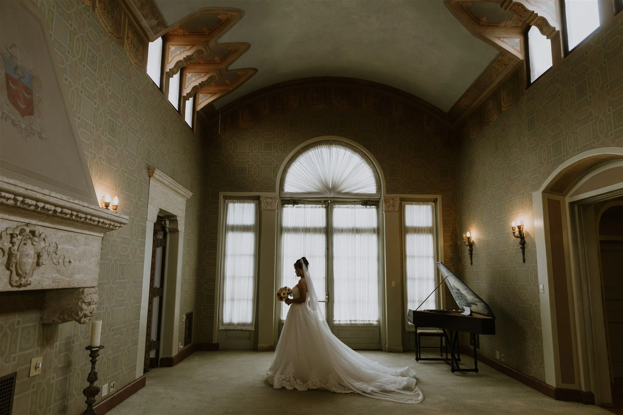 bride and groom location shoot on their wedding day at the neighborhood church