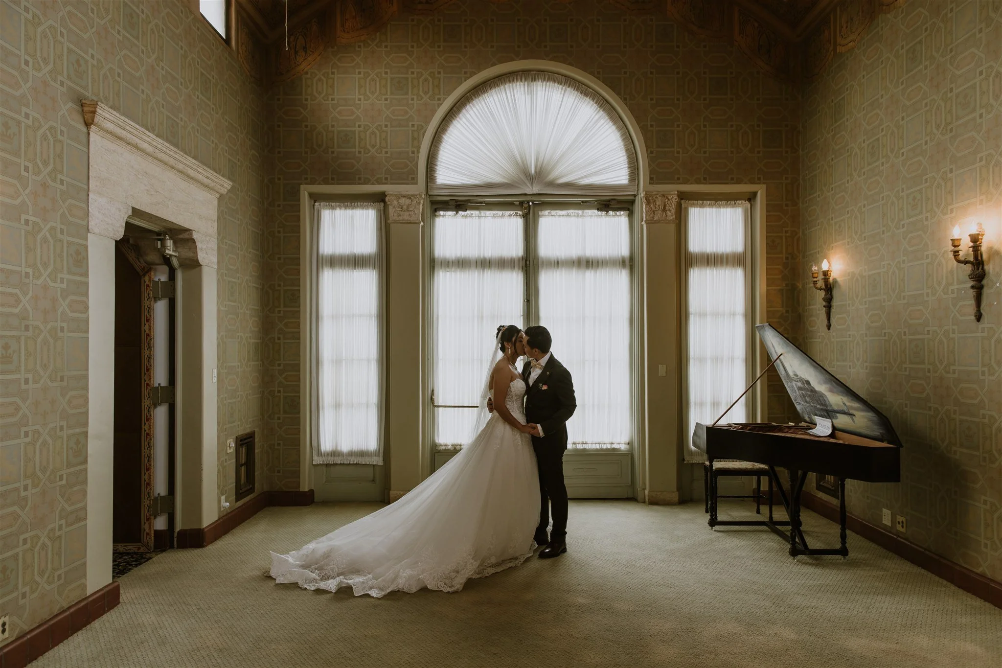 bride and groom location shoot on their wedding day at the neighborhood church