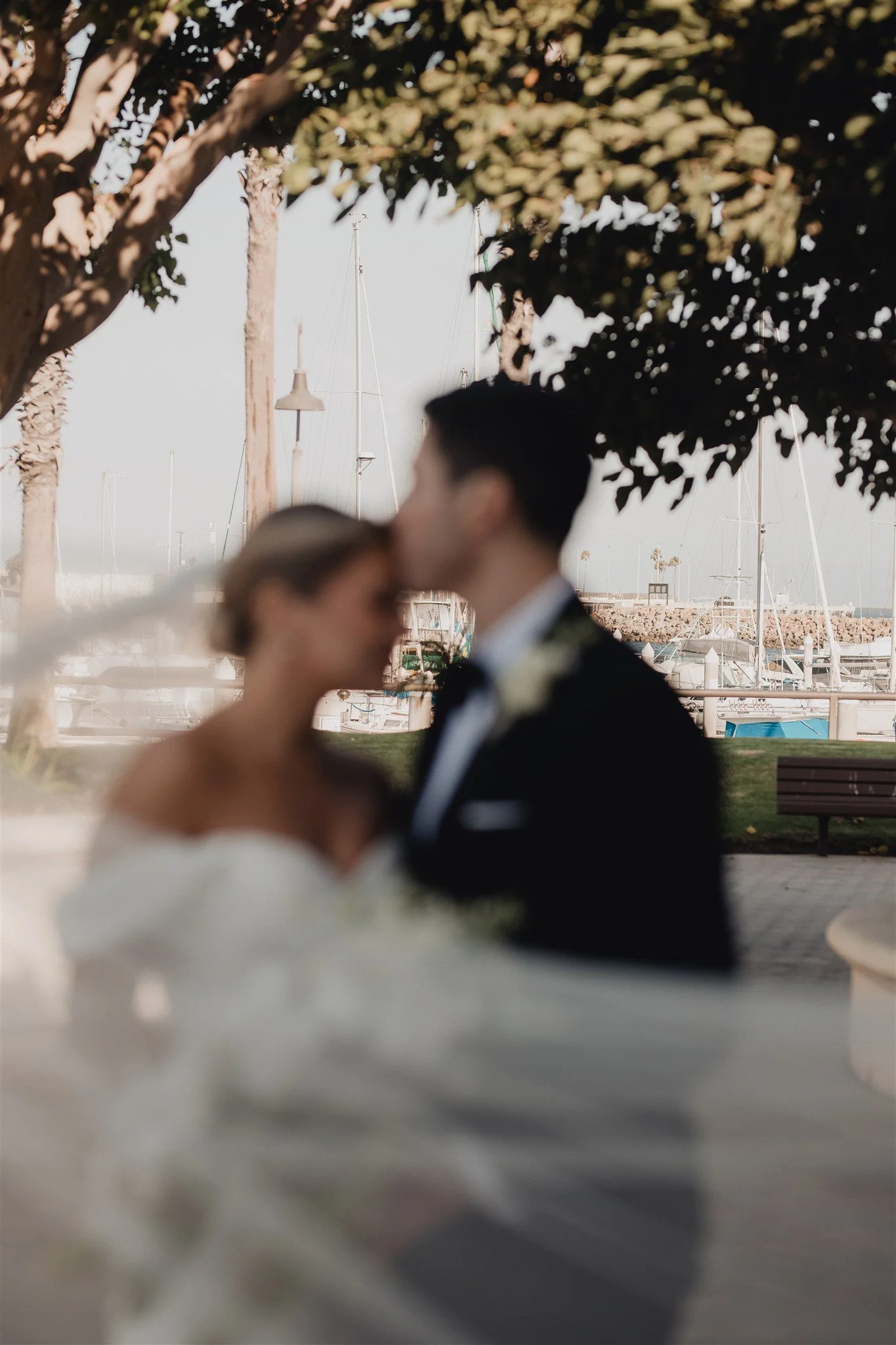 bride and groom portraits on their wedding day at DoubleTree San Pedro