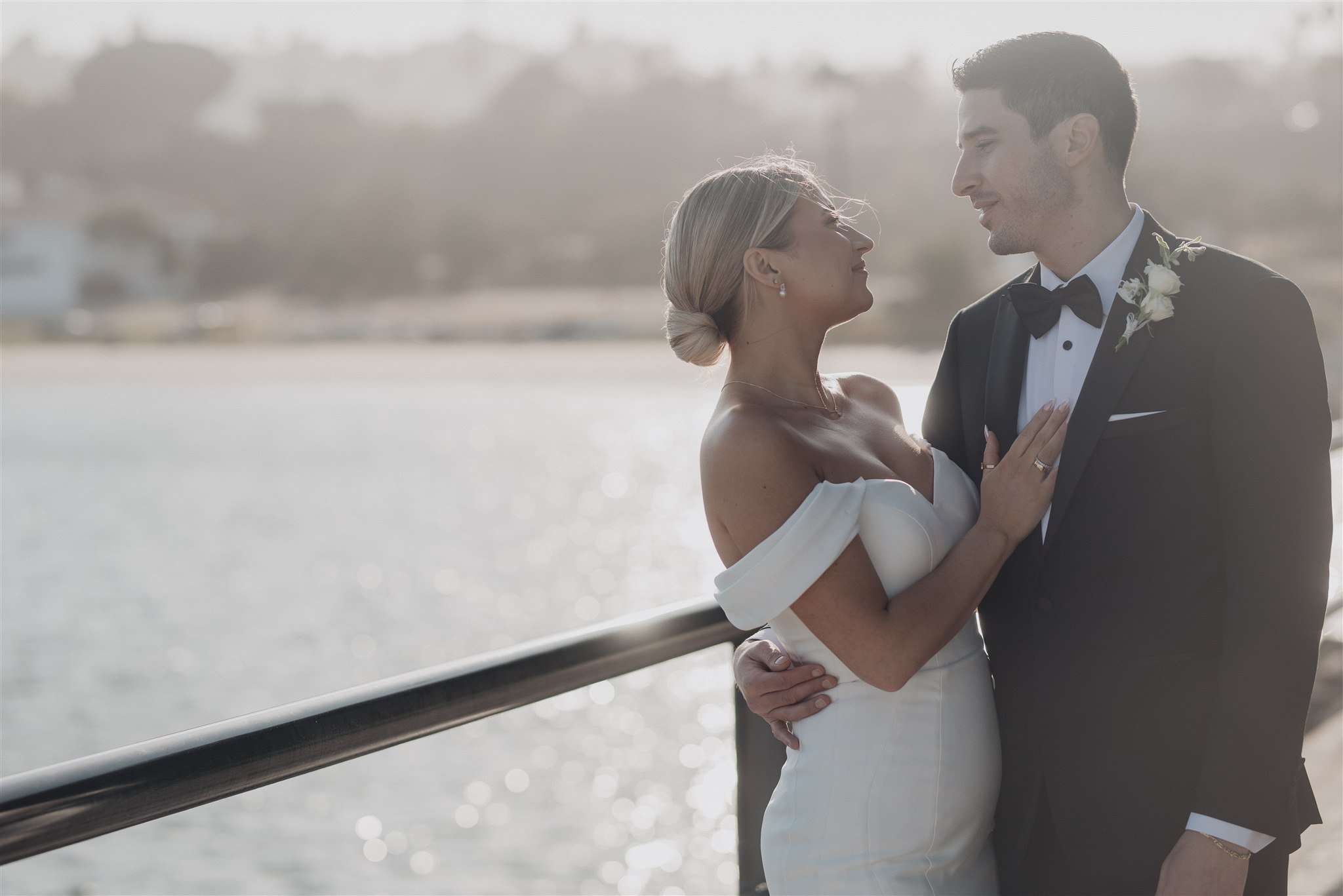 bride and groom portraits on their wedding day at DoubleTree San Pedro