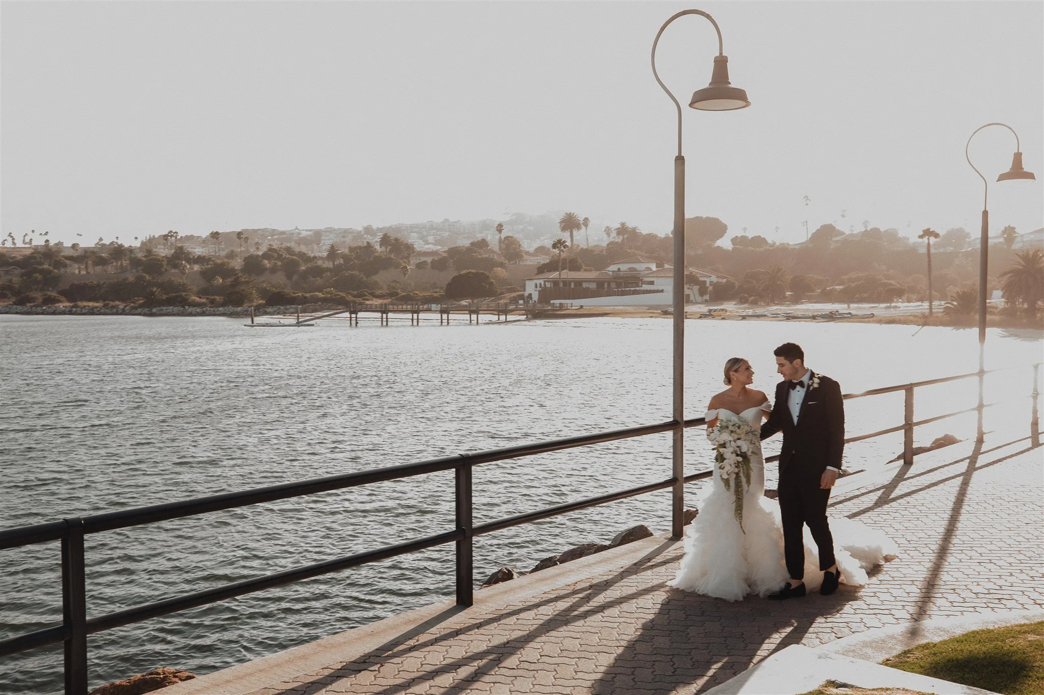 bride and groom portraits on their wedding day at DoubleTree San Pedro