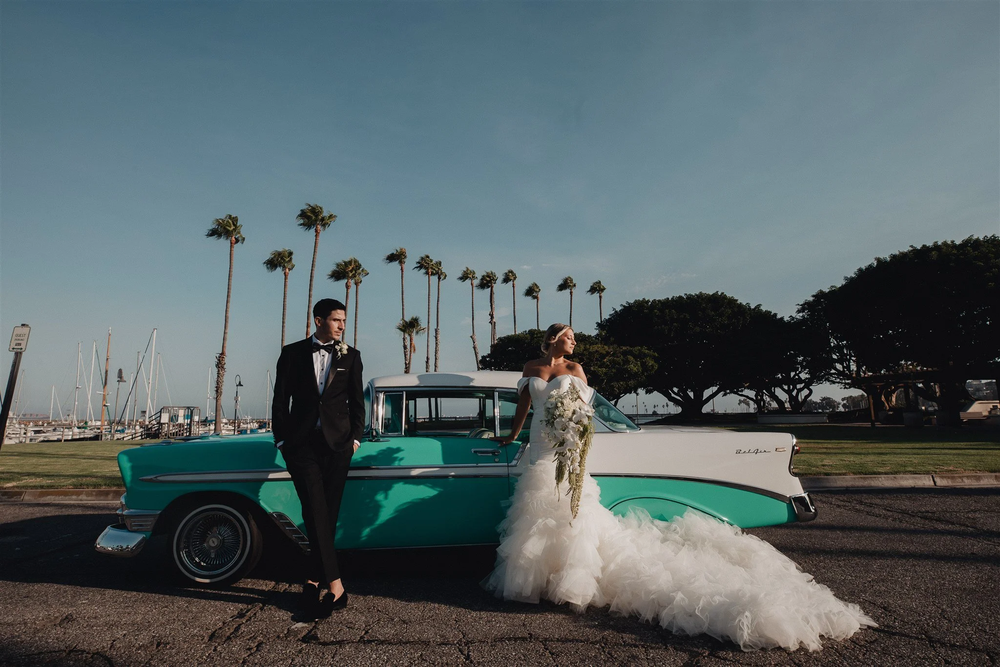 bride and groom portraits on their wedding day at DoubleTree San Pedro