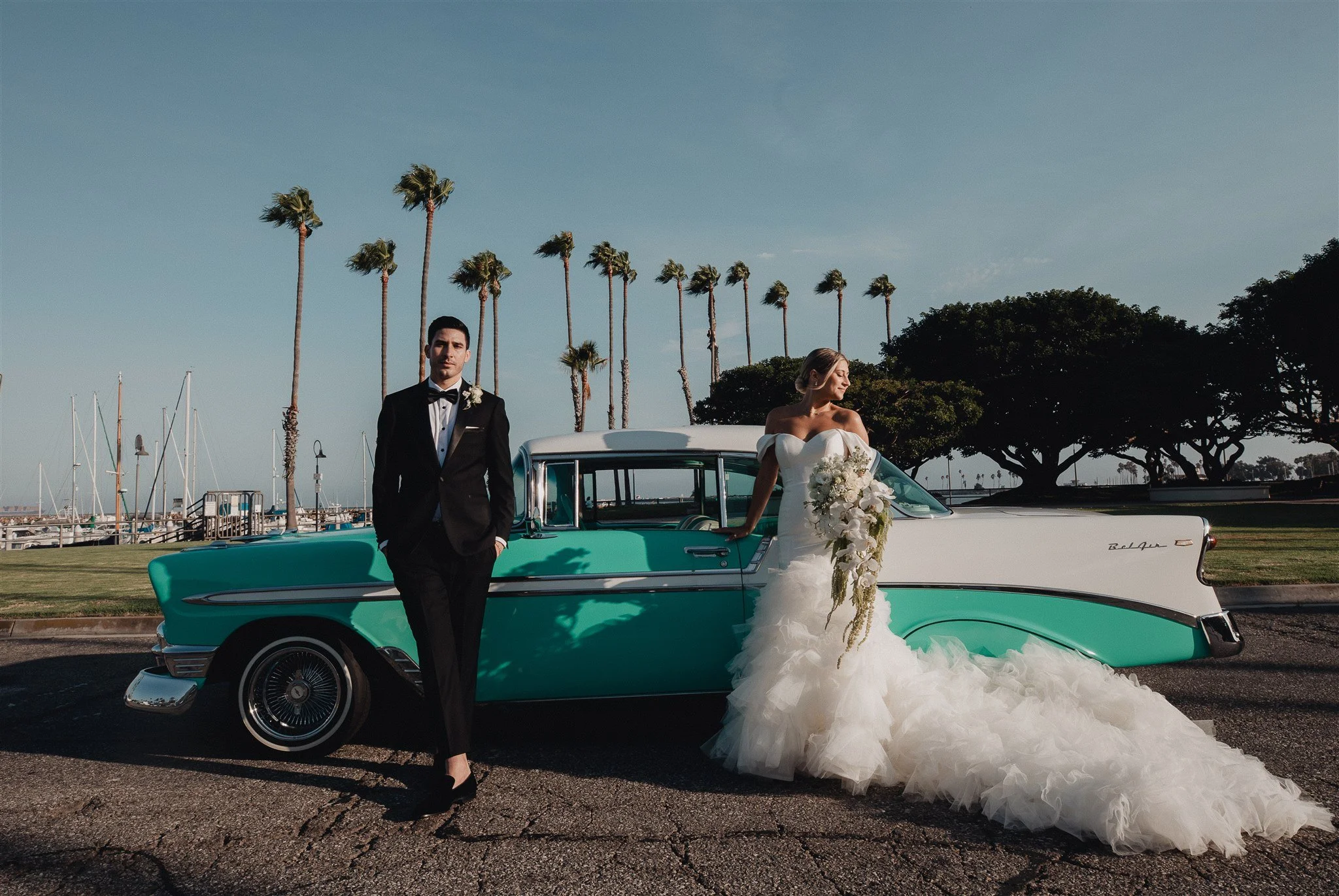 bride and groom portraits on their wedding day at DoubleTree San Pedro