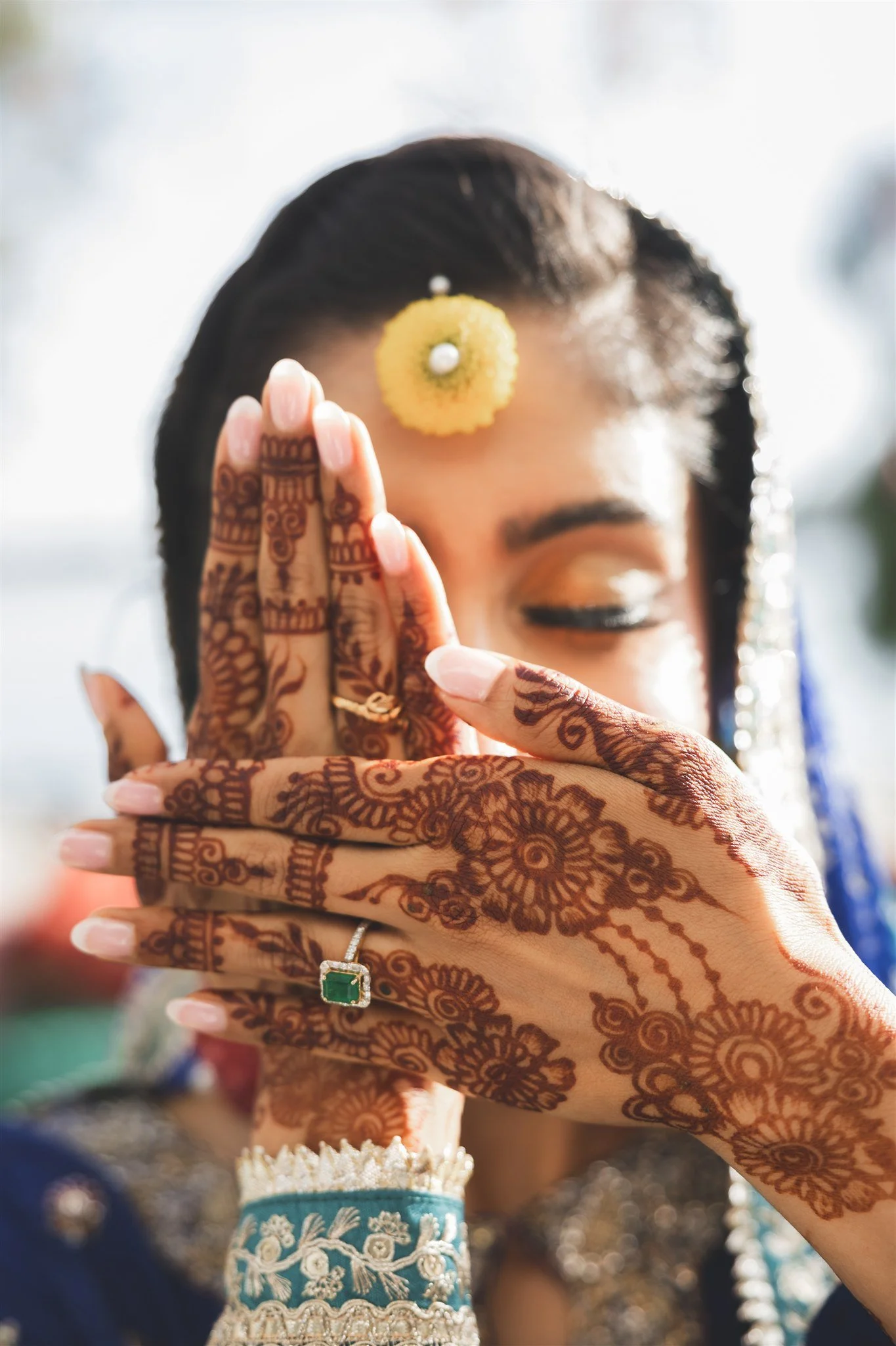 bride henna details for her wedding weekend