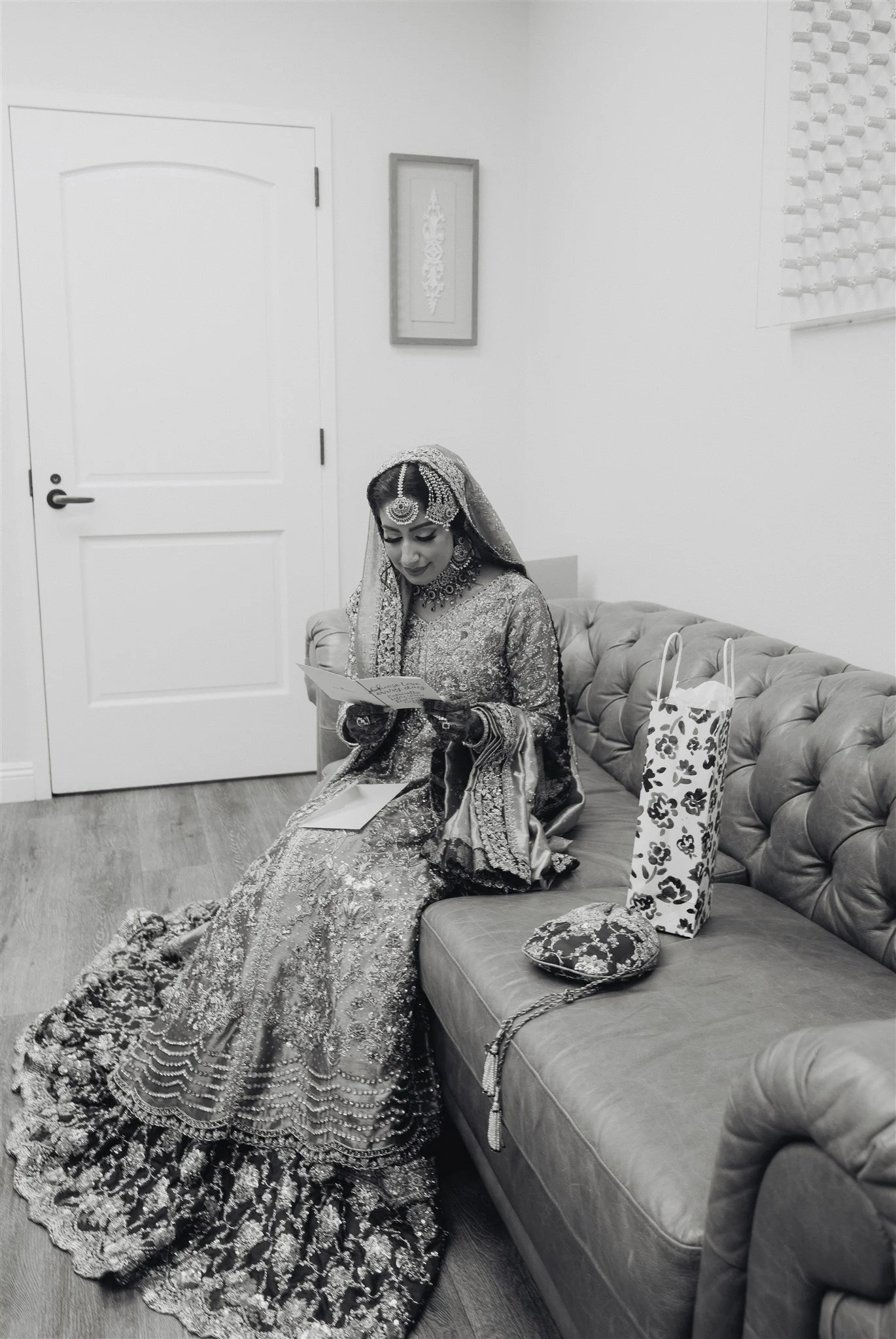 indian bride getting ready for her wedding day at anaheim hills golf course