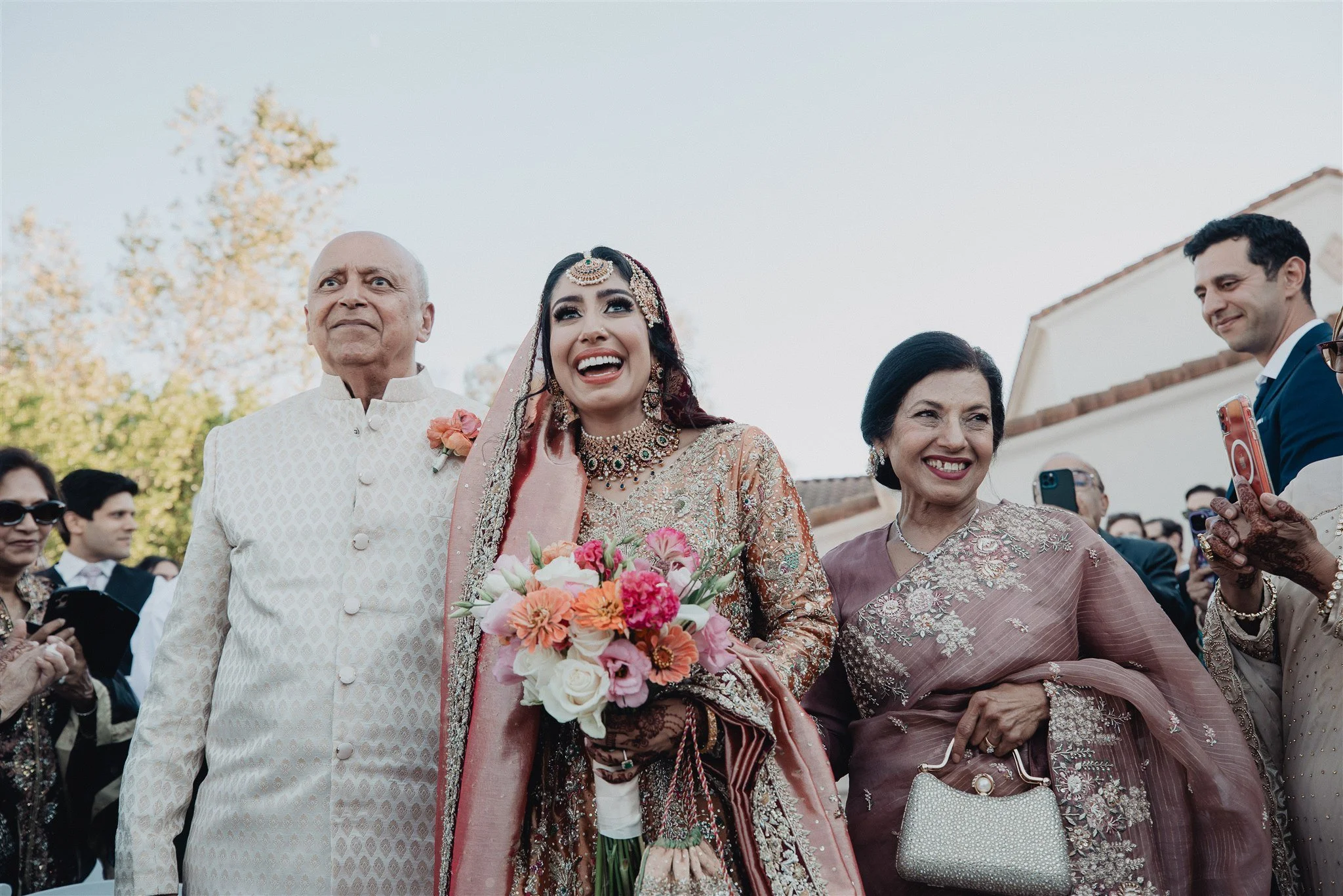 bride walking down the aisle on her wedding day at anaheim hills golf course