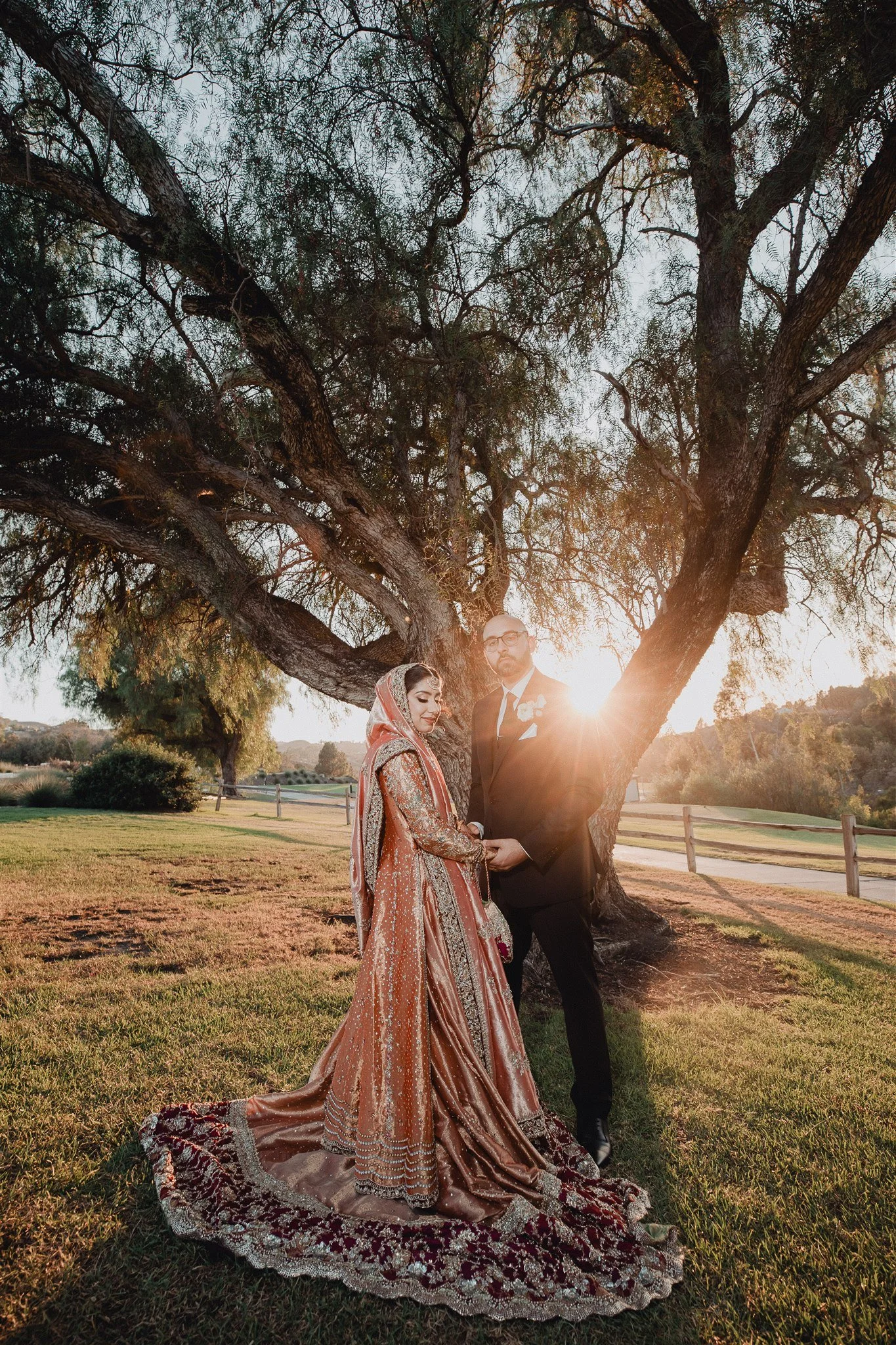 bride and groom location shoot on their wedding day at anaheim hills golf course